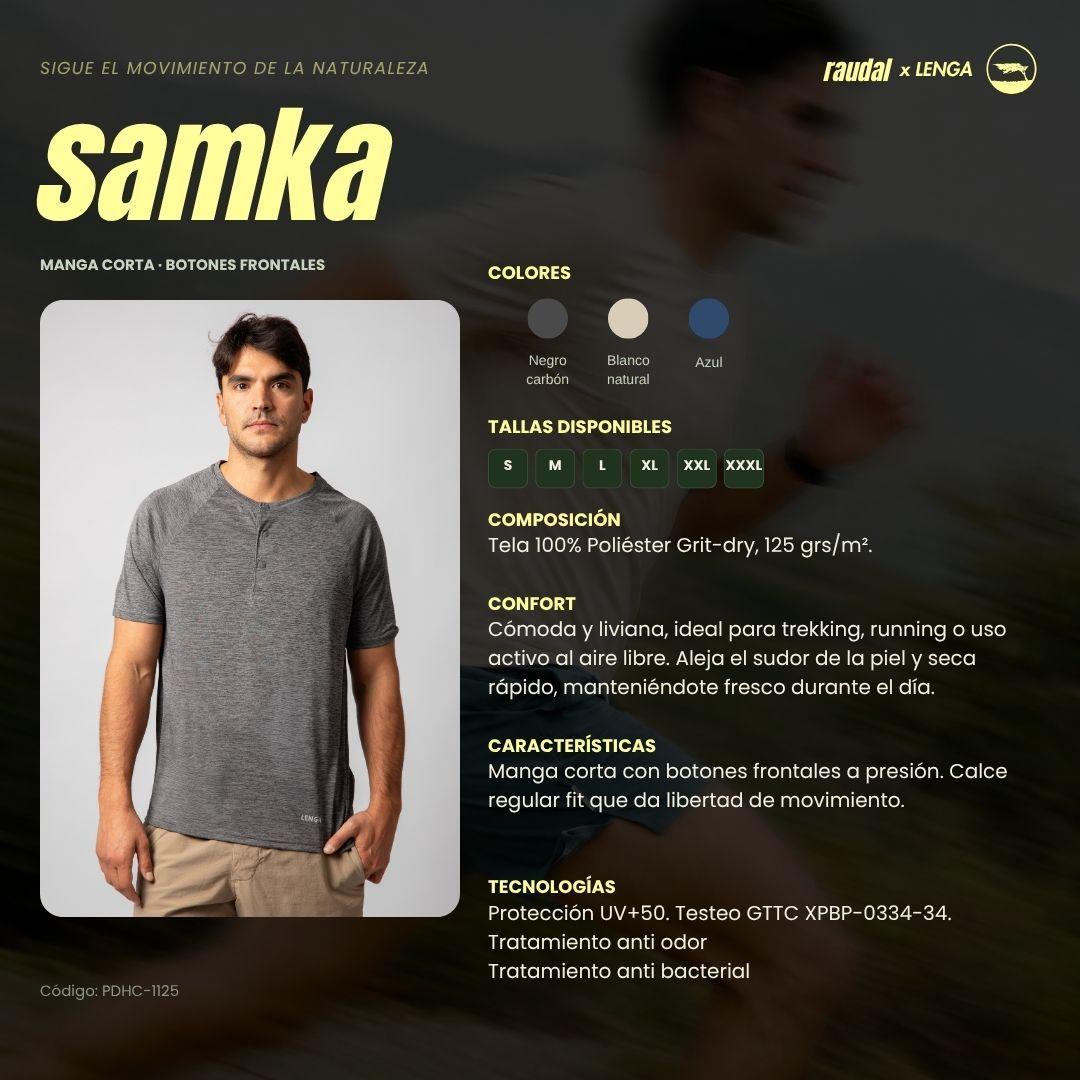 Polera Hombre Grit Dry Manga Corta y Botones Samka Lenga UPF 50-4