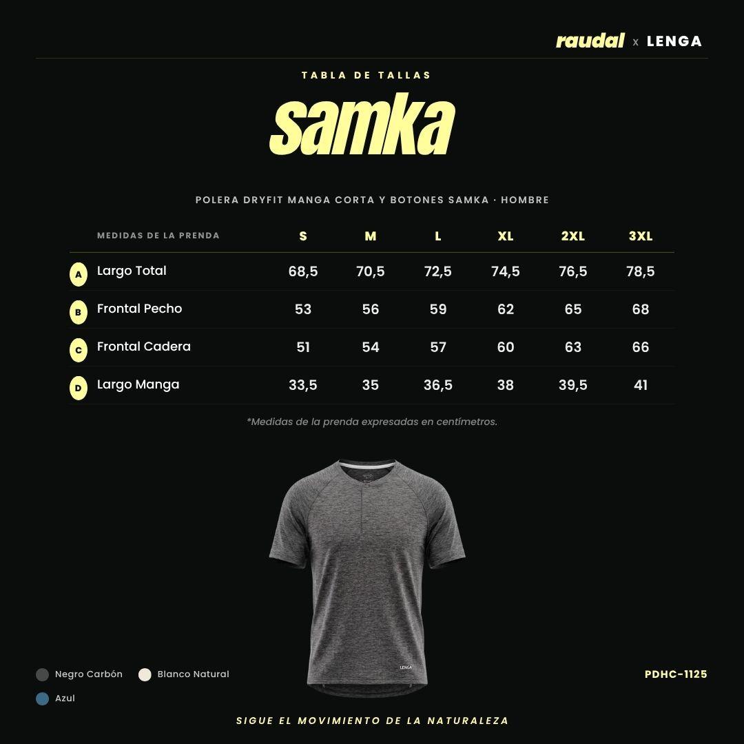 Polera Hombre Grit Dry Manga Corta y Botones Samka Lenga UPF 50-5