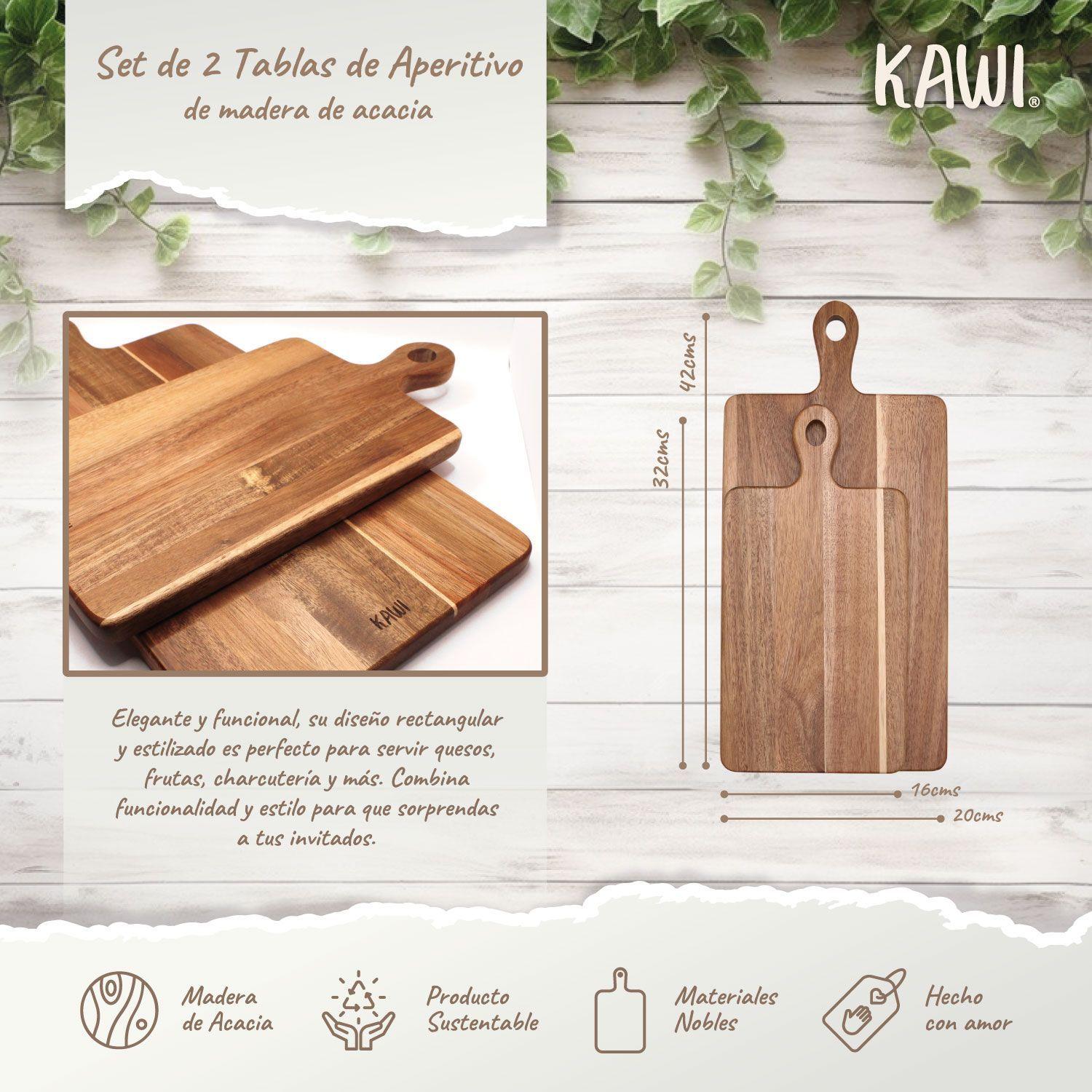 Set 2 Tablas Para Aperitivo De Madera De Acacia - Kawi®-2