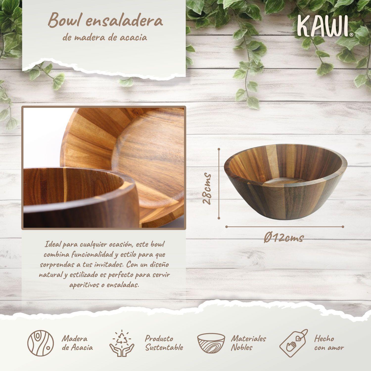 Bowl Fuente Ensaladera De Madera De Acacia Ø28cms - Kawi®-2