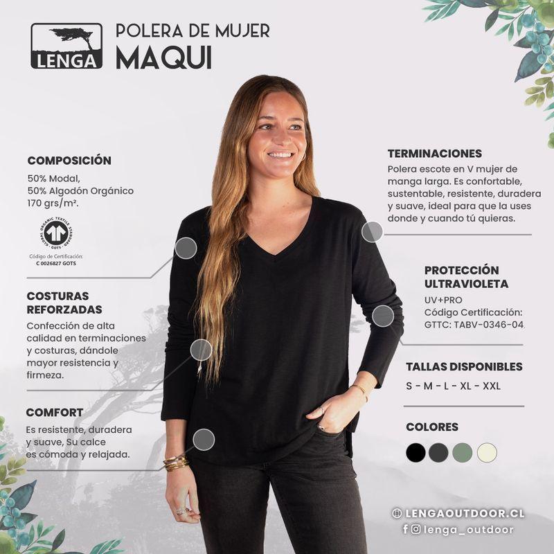 Polera Mujer Escote V Manga Larga Sustentable Maqui Lenga-4