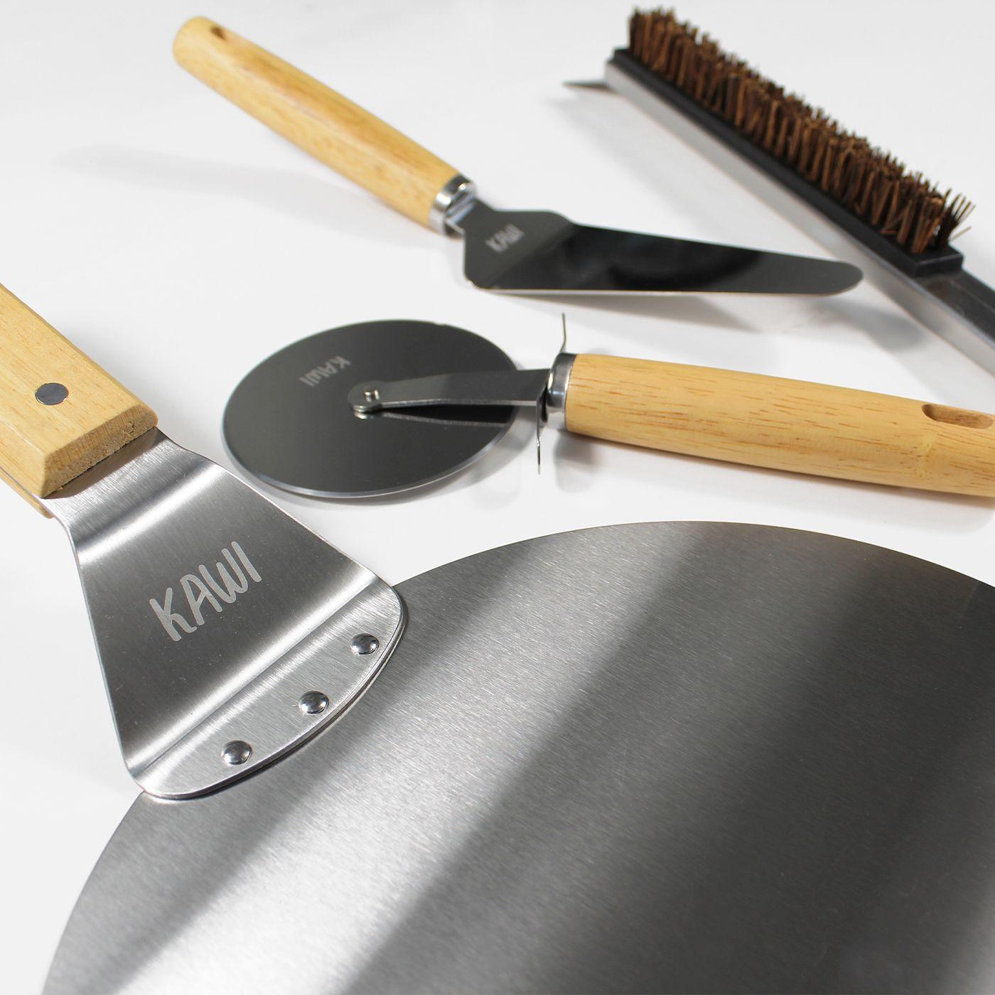 Set 4 Piezas Para Pizza Acero Inox Madera Pizzaiolo - Kawi®-5