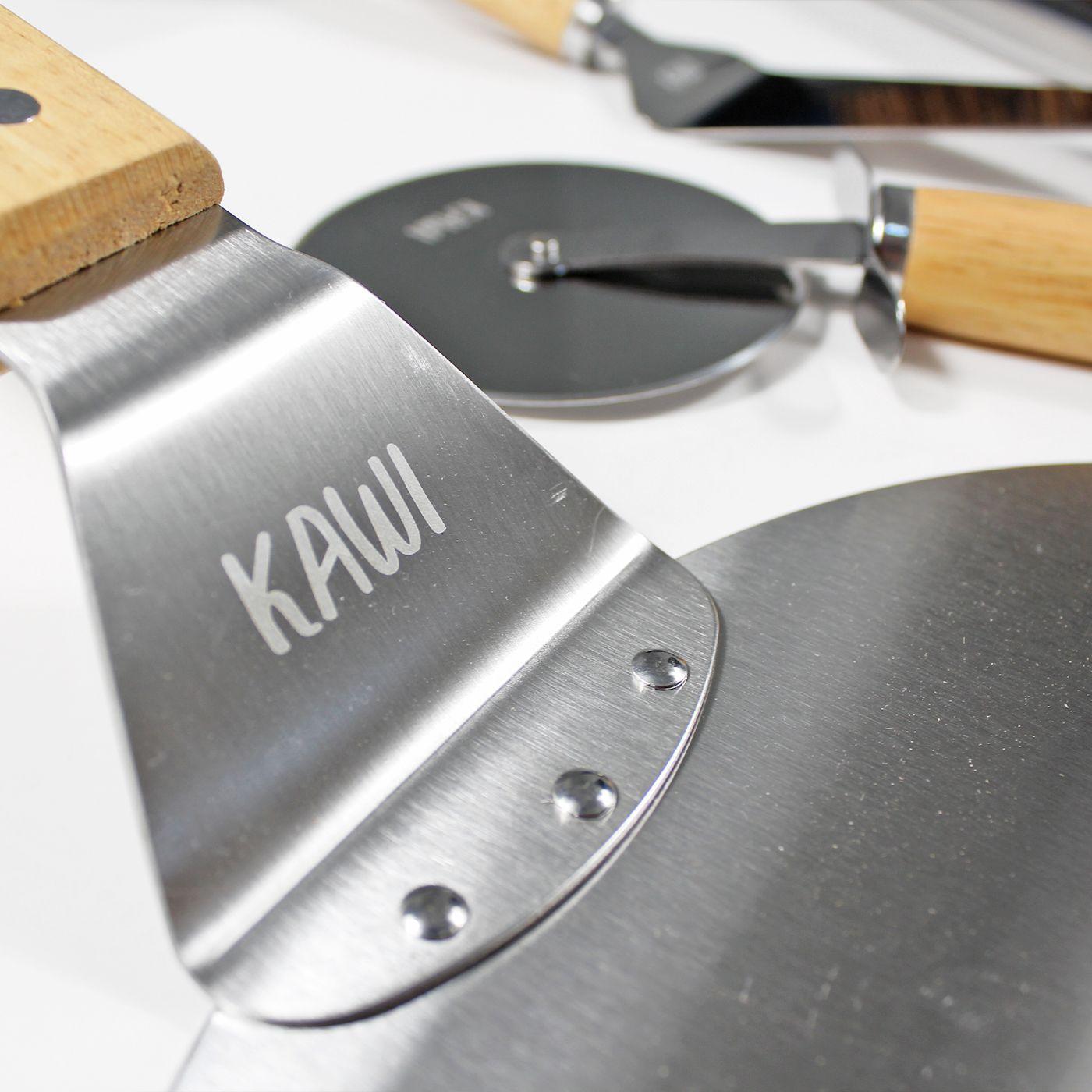 Set 4 Piezas Para Pizza Acero Inox Madera Pizzaiolo - Kawi®-7