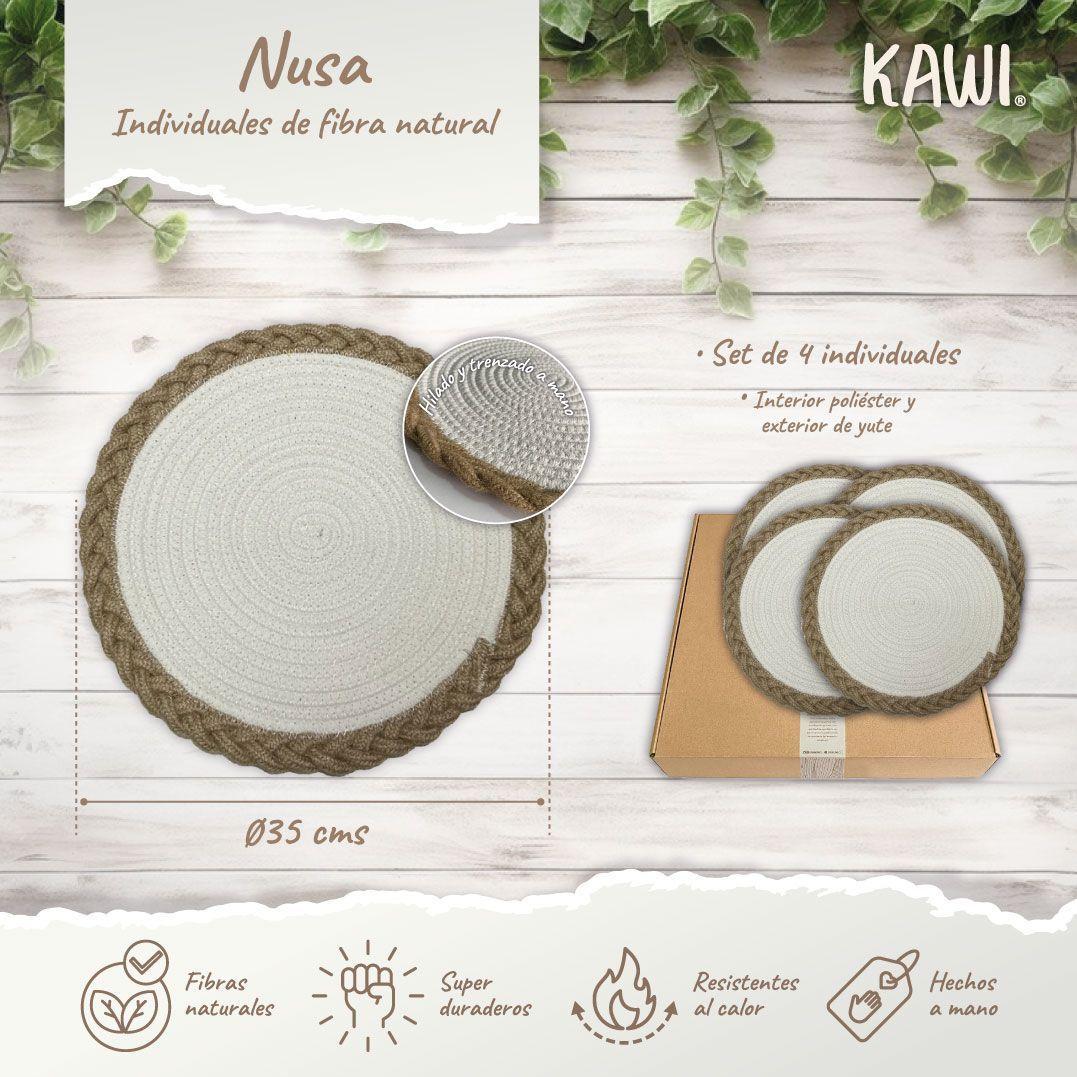 Set 4 Individuales De Yute Y Tejido Nusa De Ø35cms - Kawi®-2