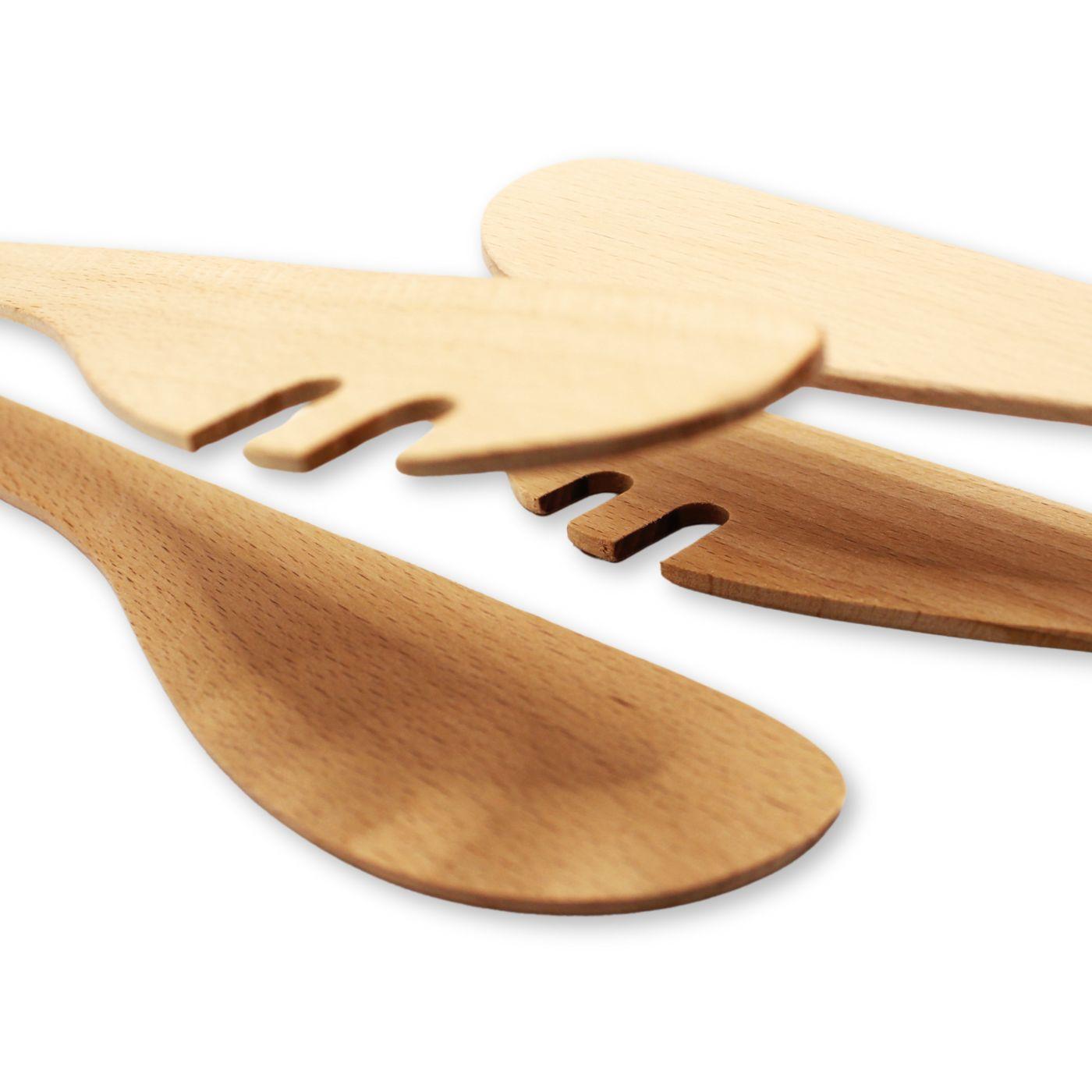 Set 2 Pinzas De Madera de Haya para servir - Kawi®-4