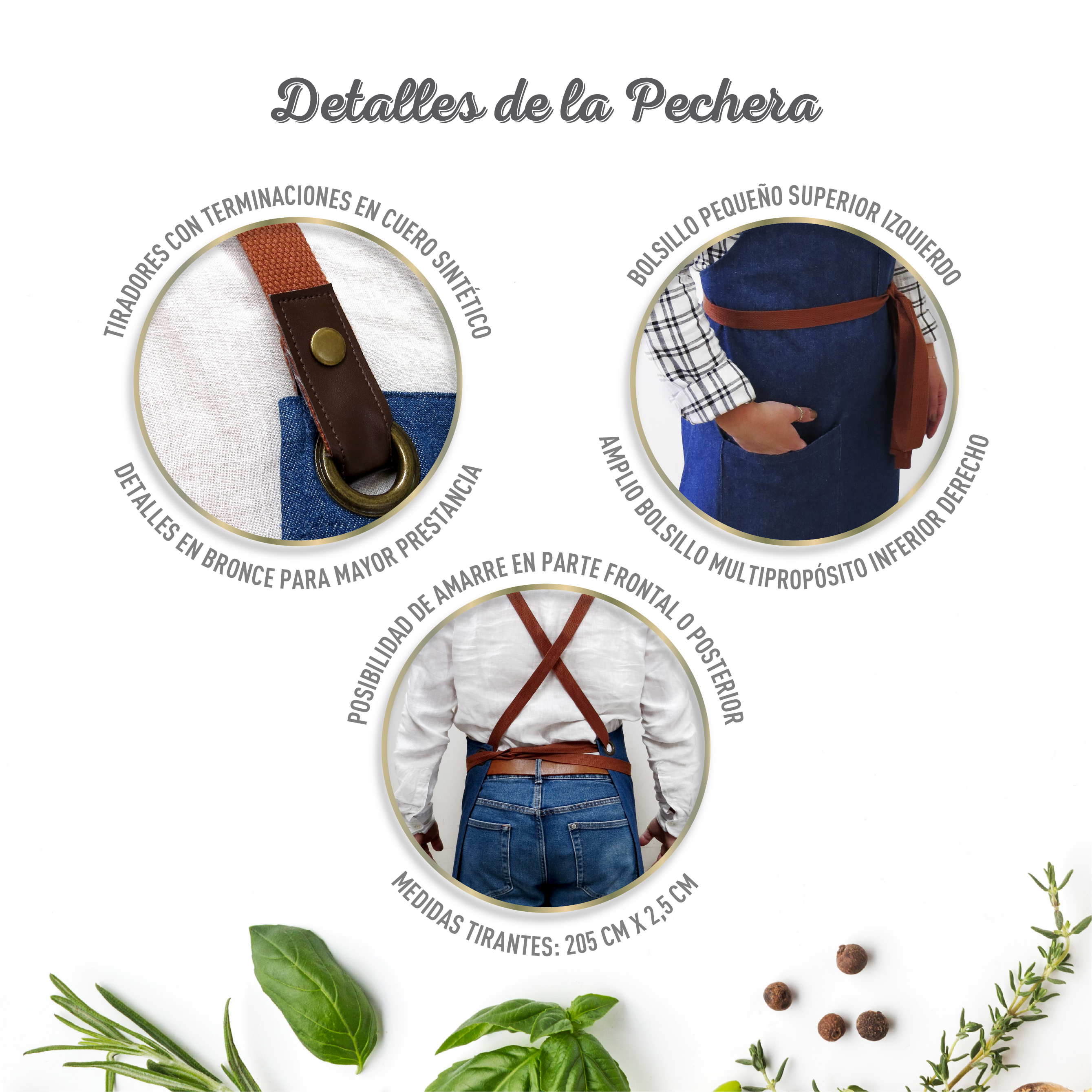 Pechera Jeans modelo Crossback Tirantes Café Unisex - Indusbord®-3