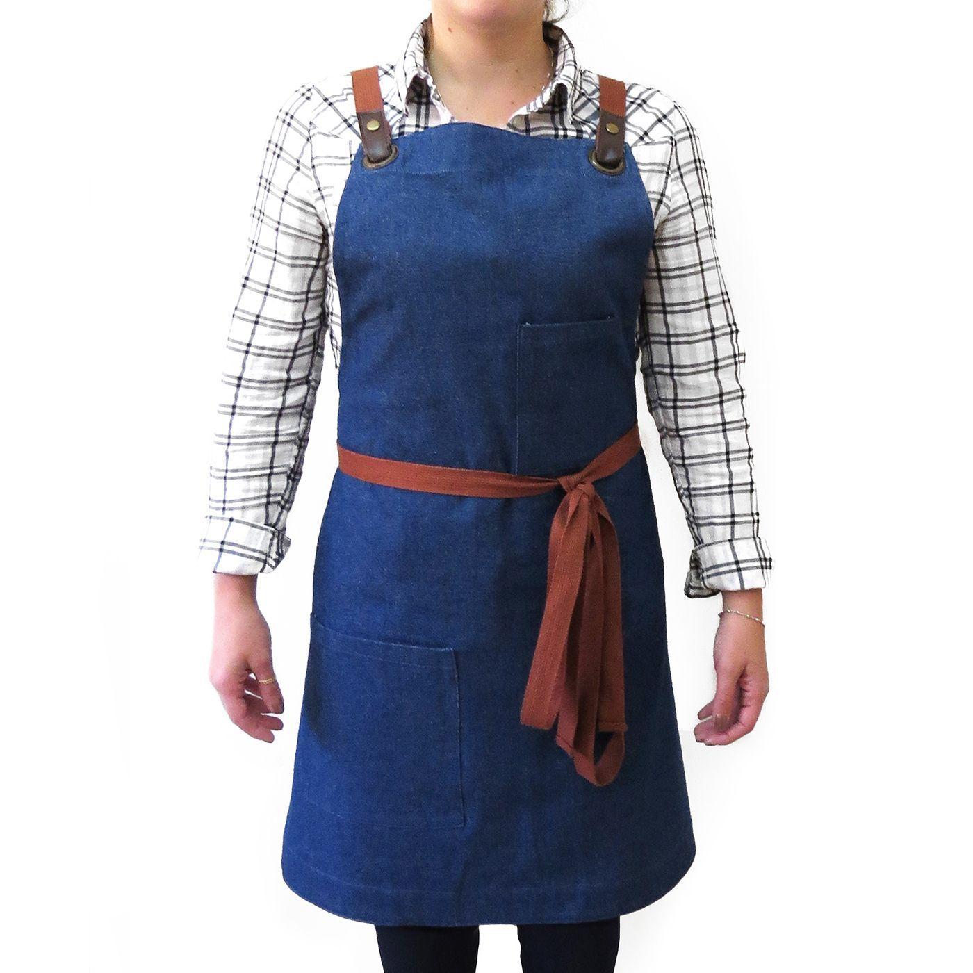 Pechera Jeans modelo Crossback Tirantes Café Unisex - Indusbord®-5