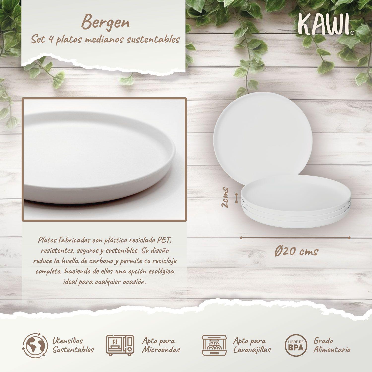 Set 4 Platos Medianos Sustentables Ø20cms Bergen - Kawi®-2