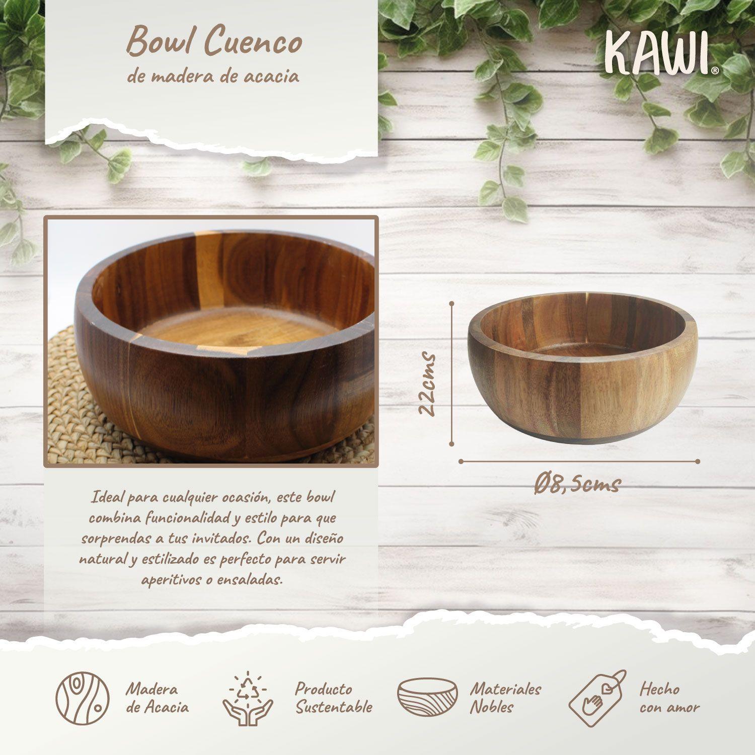Bowl Fuente Ensaladera De Madera De Acacia Ø22cms - Kawi®-2