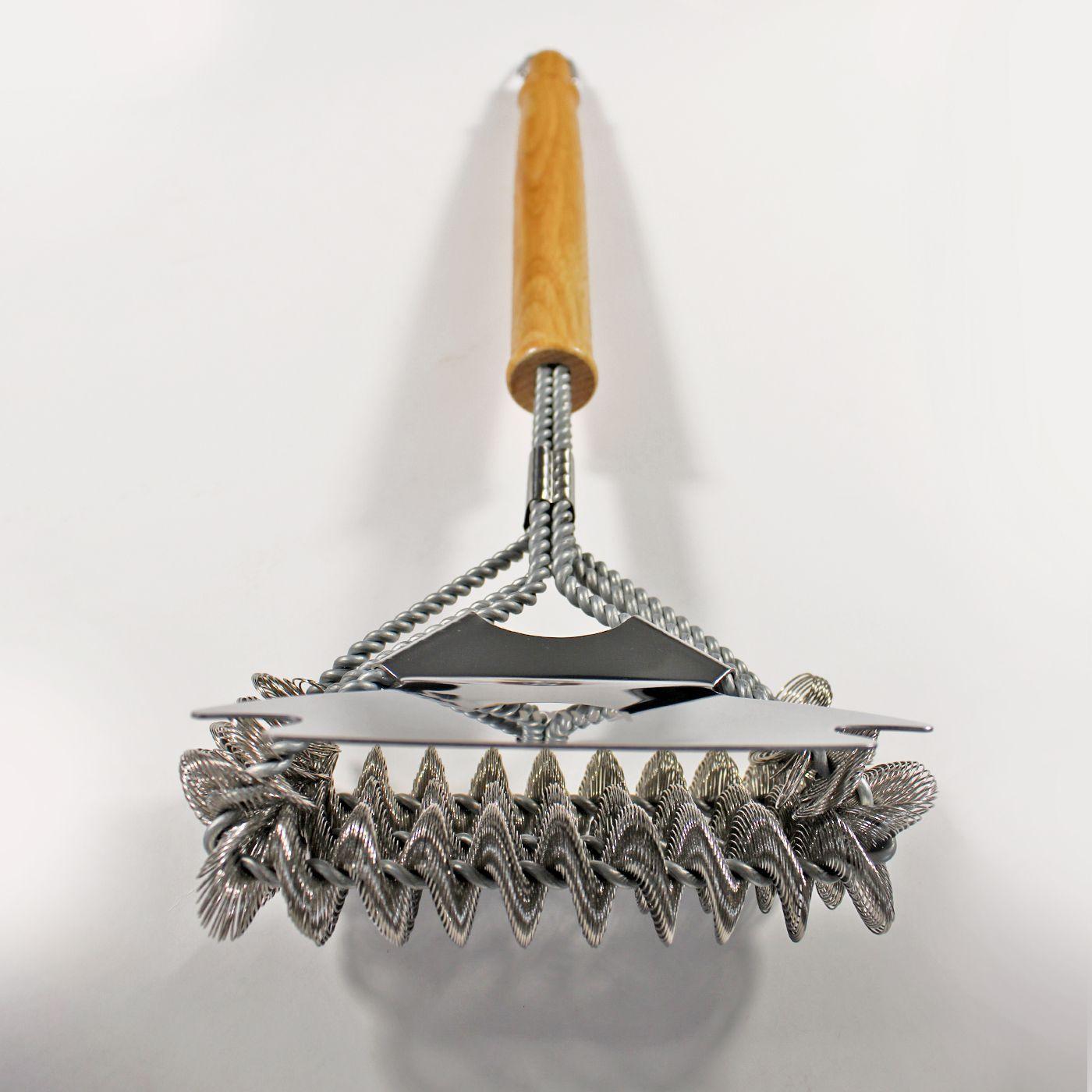 Cepillo Limpieza Raspador parrilla Acero Inox Madera - Kawi®-3