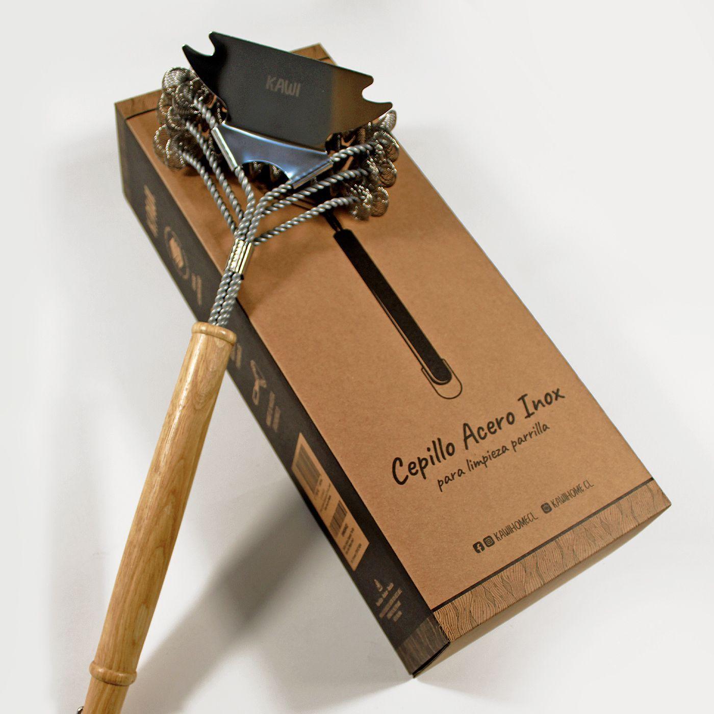 Cepillo Limpieza Raspador parrilla Acero Inox Madera - Kawi®-5