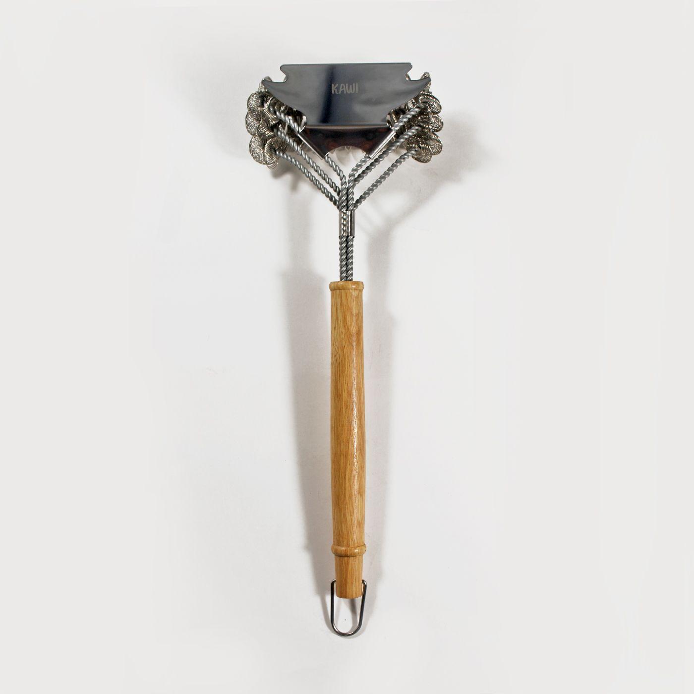 Cepillo Limpieza Raspador parrilla Acero Inox Madera - Kawi®-6