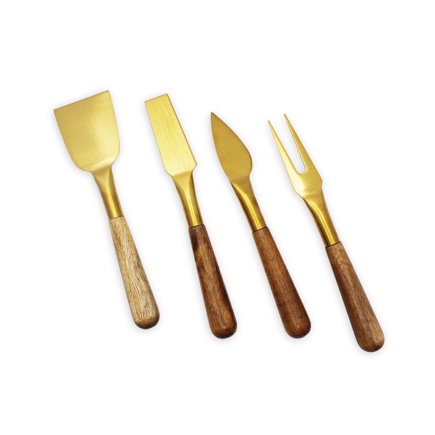 Set 4 cubiertos aperitivo de metal y madera de acacia - Kawi®-3