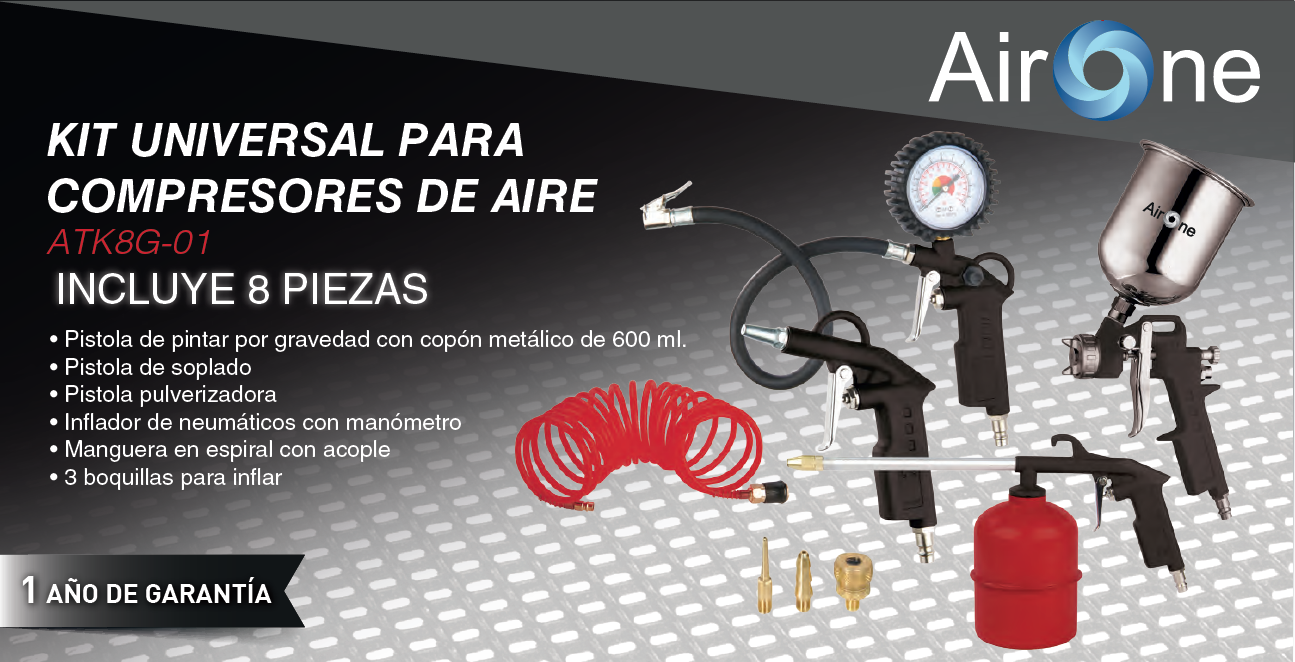 Kit 8 accesorios para Compresor (gravedad)-1