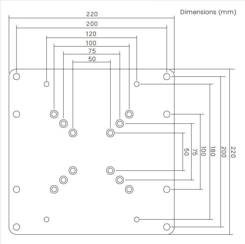 Placa  Adaptador para Extensión VESA hasta 200x200  30Kg  SBRVA-201C  Brasforma-3