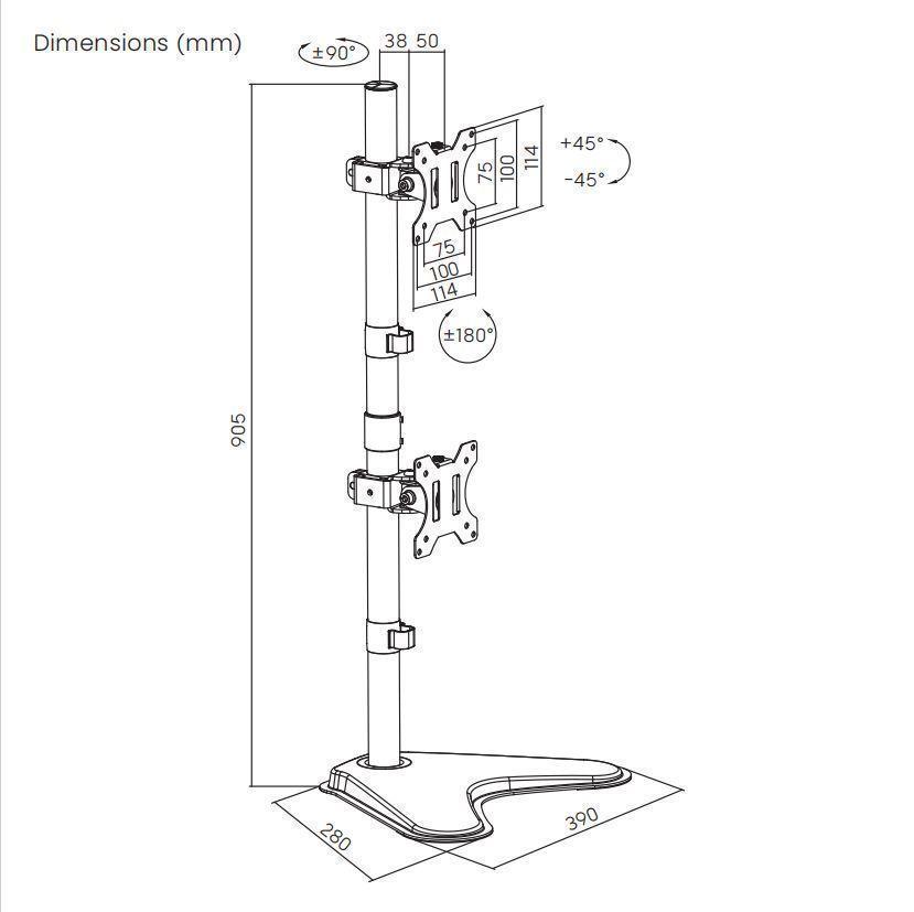 Soporte con Base Vertical para 2 Monitores  13" ~ 32" 16kg  SBRM722  Brasforma-5