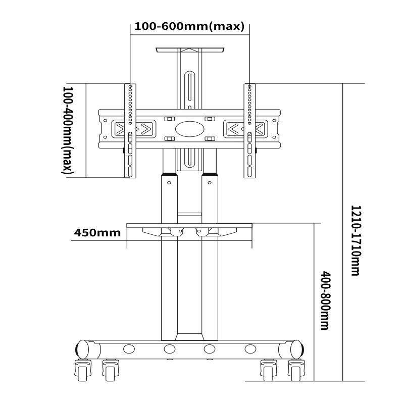 PEDESTAL PARA TV 32" A 86" 50KG MAX. C/ RUEDAS - BRASFORMA-3