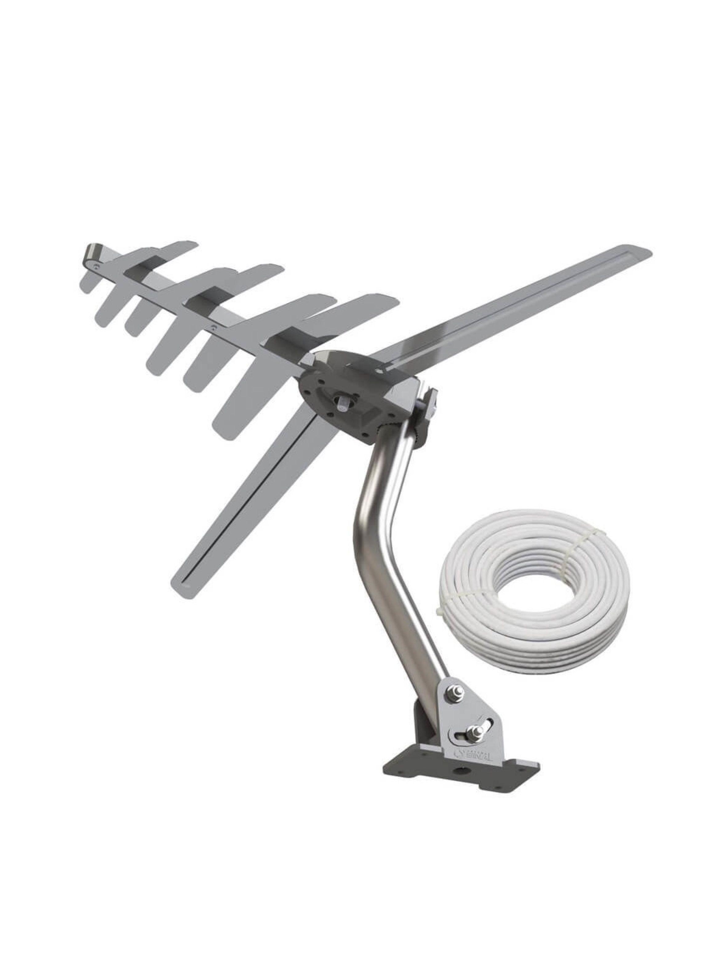 Antena HD Ext. 4 en 1 VHF, FM, UHF y HD - 6dbi +16 m coaxial de regalo-0