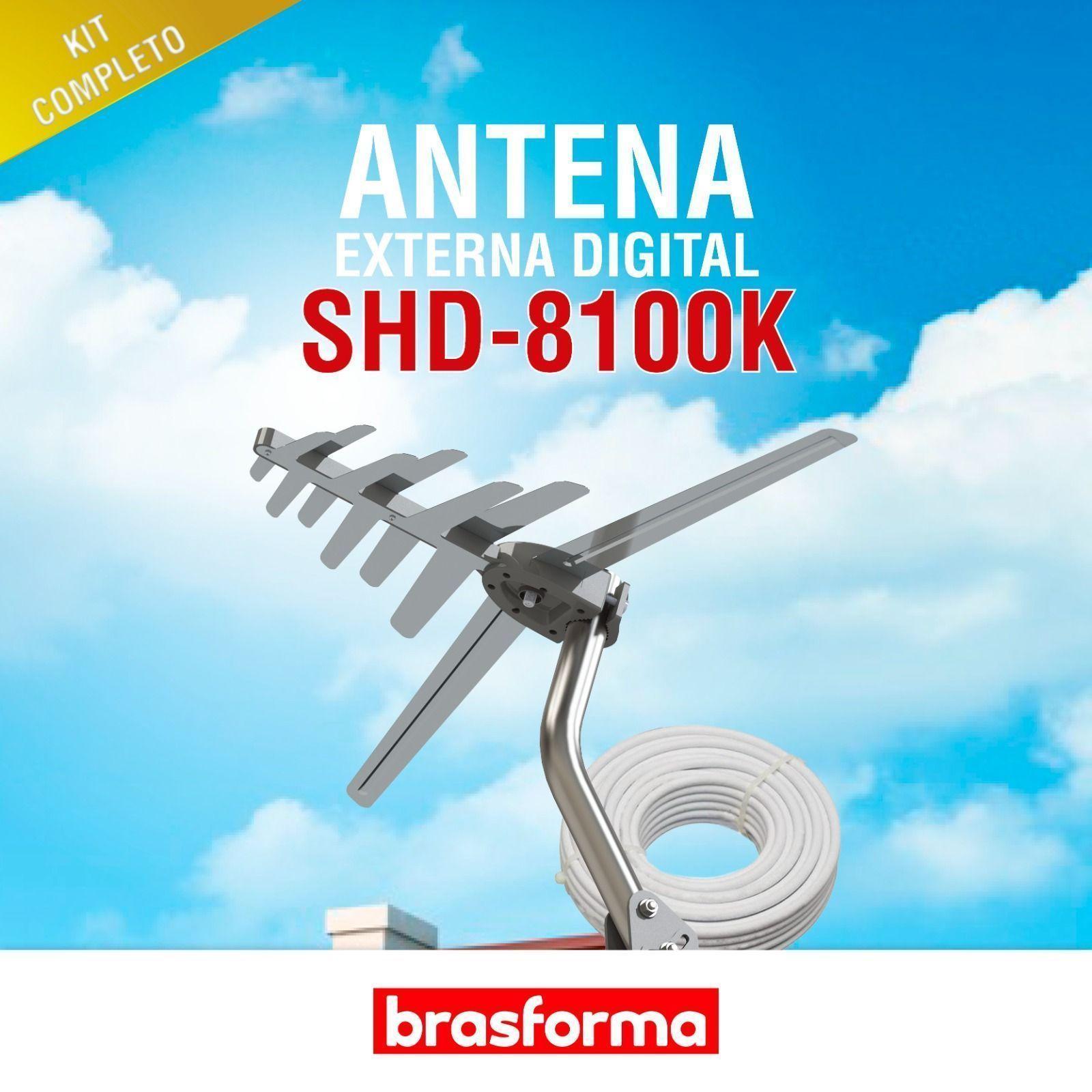 Antena Externa HD  8 + - 1 dBi 4en1 HD -VHF FM UHF - SHD8100K  Brasforma-0