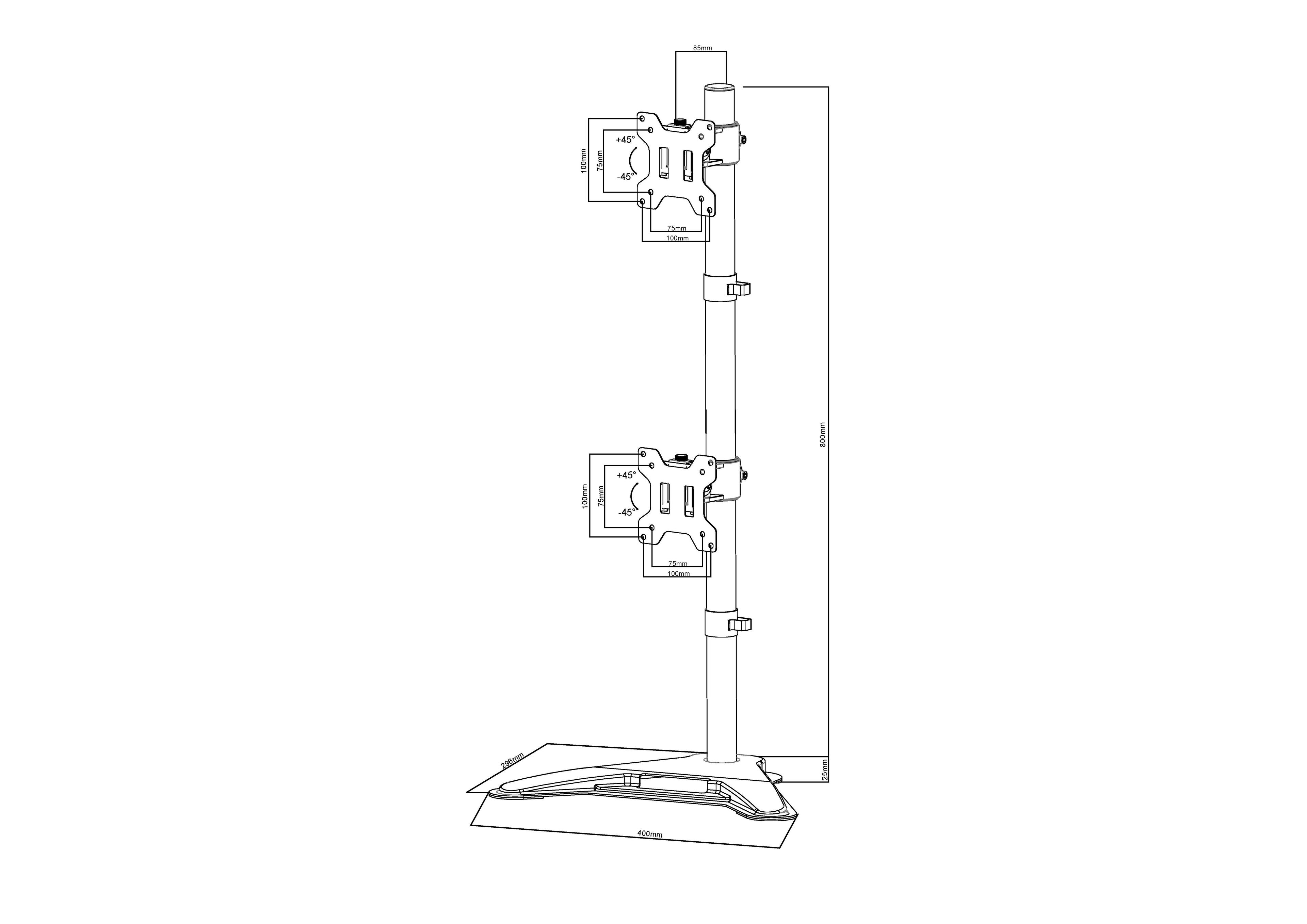 Soporte 2 monitores Vertical - 13" a 32" - 16 kg. Articulado-3