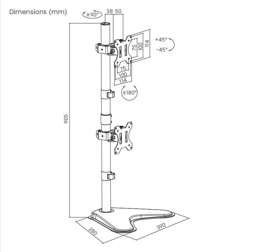 Soporte 2 monitores Vertical - 13" a 32" - 16 kg. Articulado-3