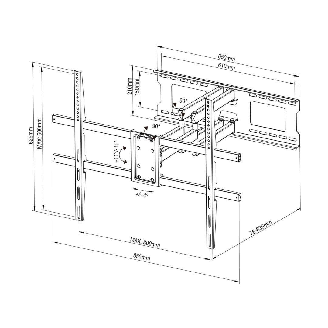 Soporte TV con doble Brazo de 63 cm - 37" a 100" 60kg  SBRP2480-5