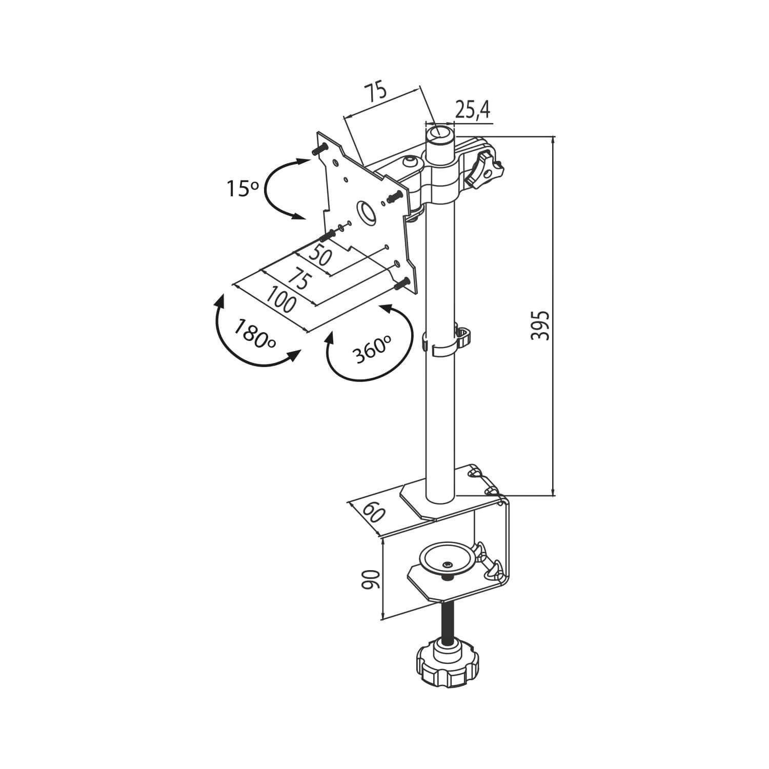 Soporte para Monitor 13" a 27"  Inclinable 8kg  Bm-811 Brasforma-2