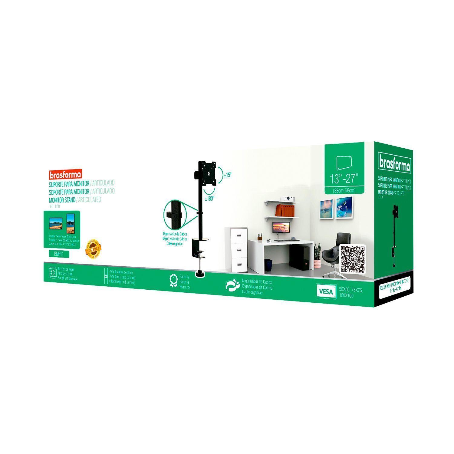 Soporte para Monitor 13" a 27"  Inclinable 8kg  Bm-811 Brasforma-3