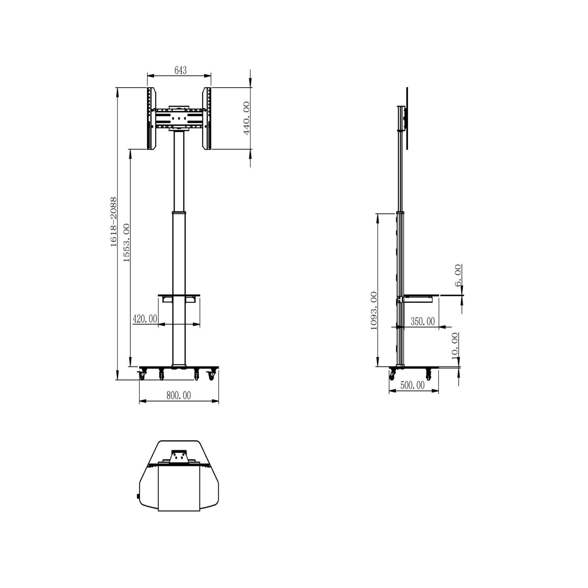 Pedestal para TV 37" a  70"  360° 40Kg Aluminio/Vidrio  Skcr06001 Brasforma-3
