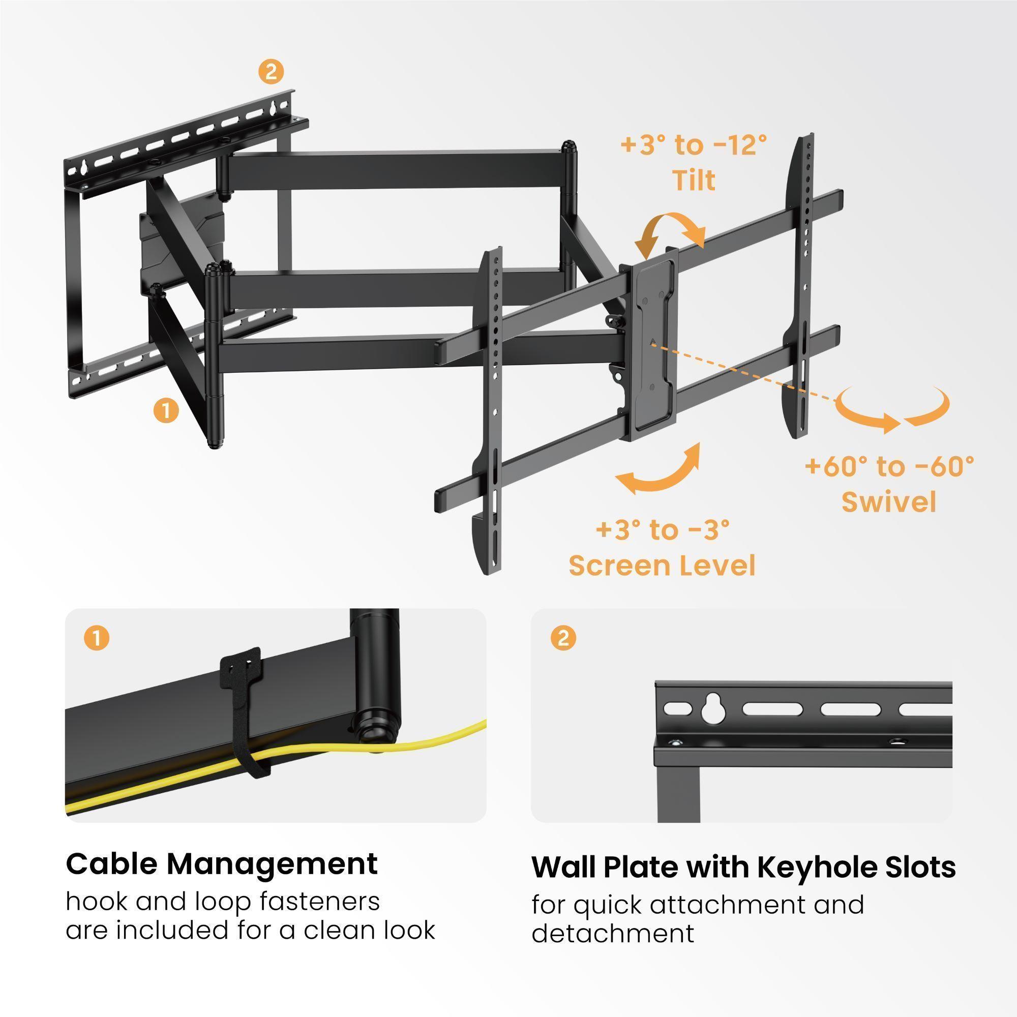 Soporte para TV con doble Brazo de 1.08m  43" a 90"  60kg - sbrp84-486XL  Brasforma-6