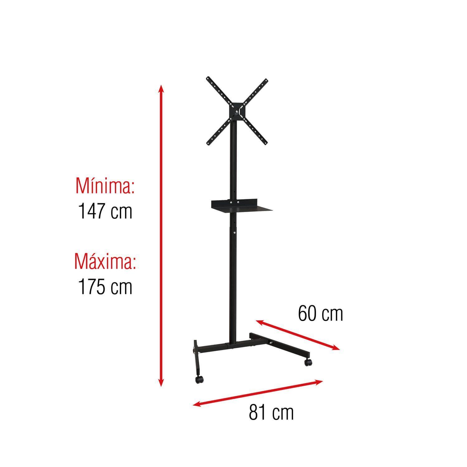 Rack Pedestal TV 10" A 48" - 25kg - Inclinable C/Ruedas-4