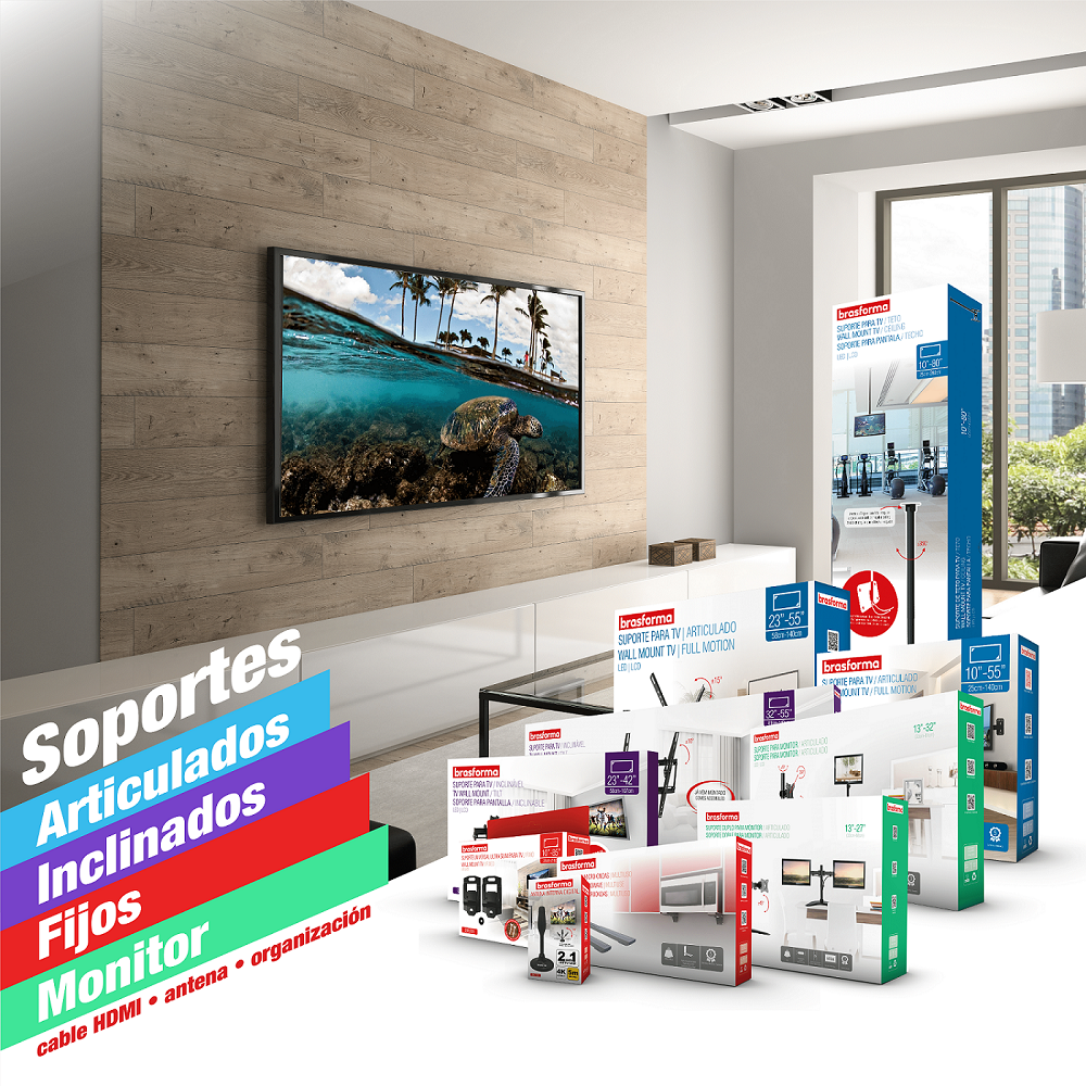Pedestal para TV 10" a 60" -  25kg  - Inclinable c/ruedas  SBRR11 - BRASFORMA-6