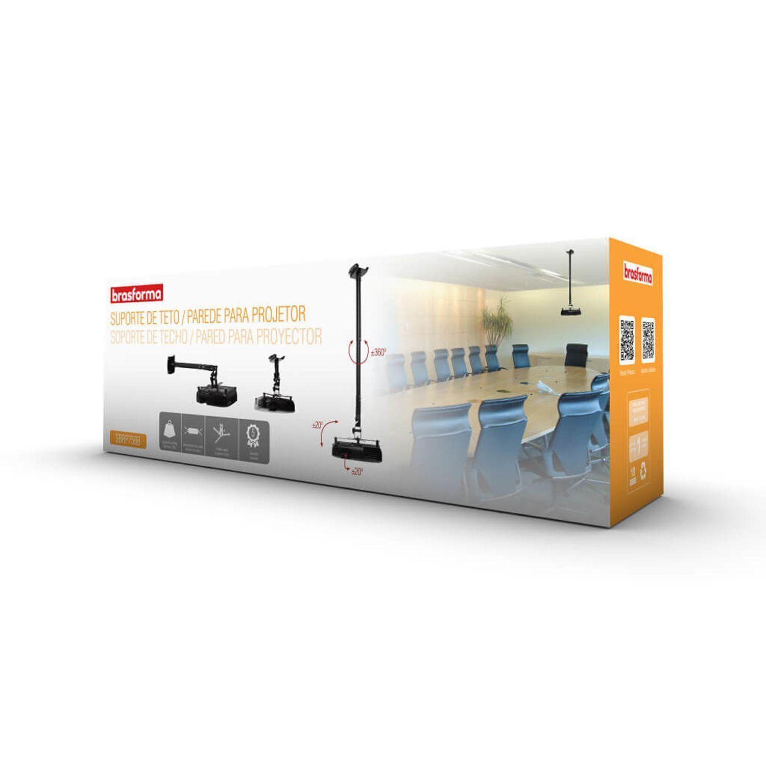 Soporte  Proyector  brazo de 90.5 cm Blanco Techo/Pared - Inclinable -  Sbrp756b Brasforma-5