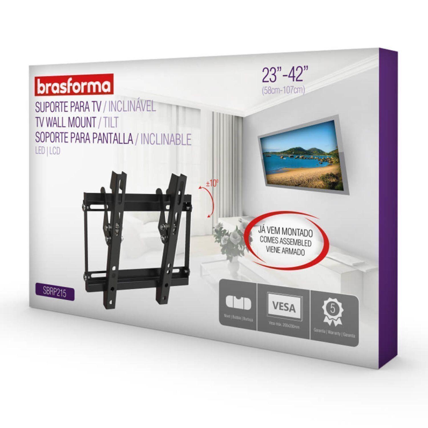Soporte para TV  INCLINABLE Ultra Slim  23" a 42"  35kg  sbrp215  Brasforma-4