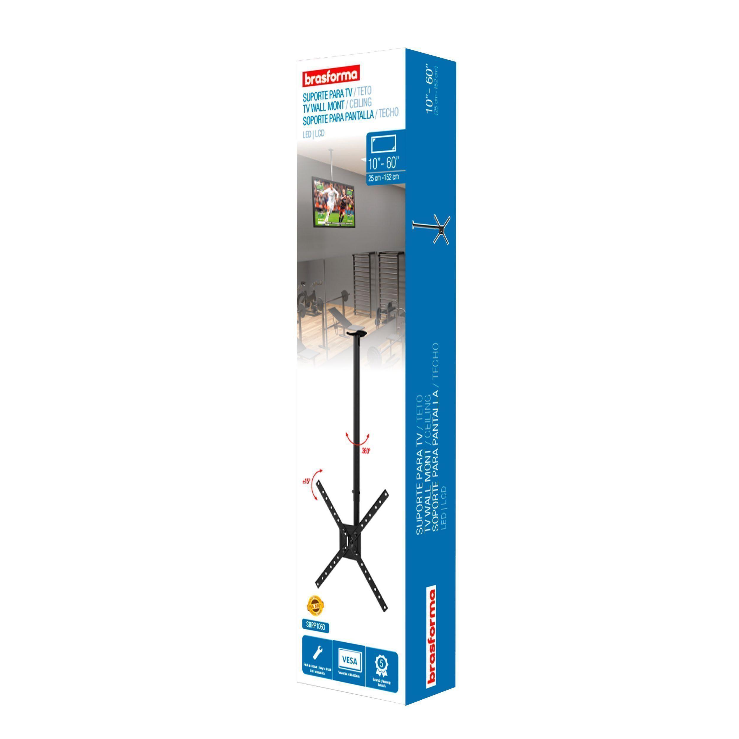SOPORTE  TV PARA TECHOS BAJOS 10" a 60"  INCLINABLE SBRP1050 BRASFORMA-5