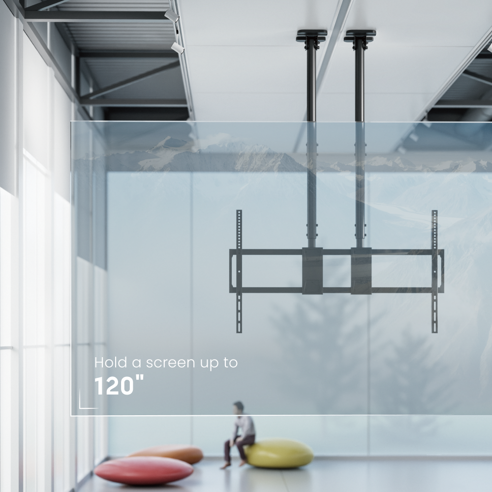 Soporte para TV Grande de Alta carga para Techo 60" a 120" 120kg  Doble Tubo  SBRP15610L Brasforma-0