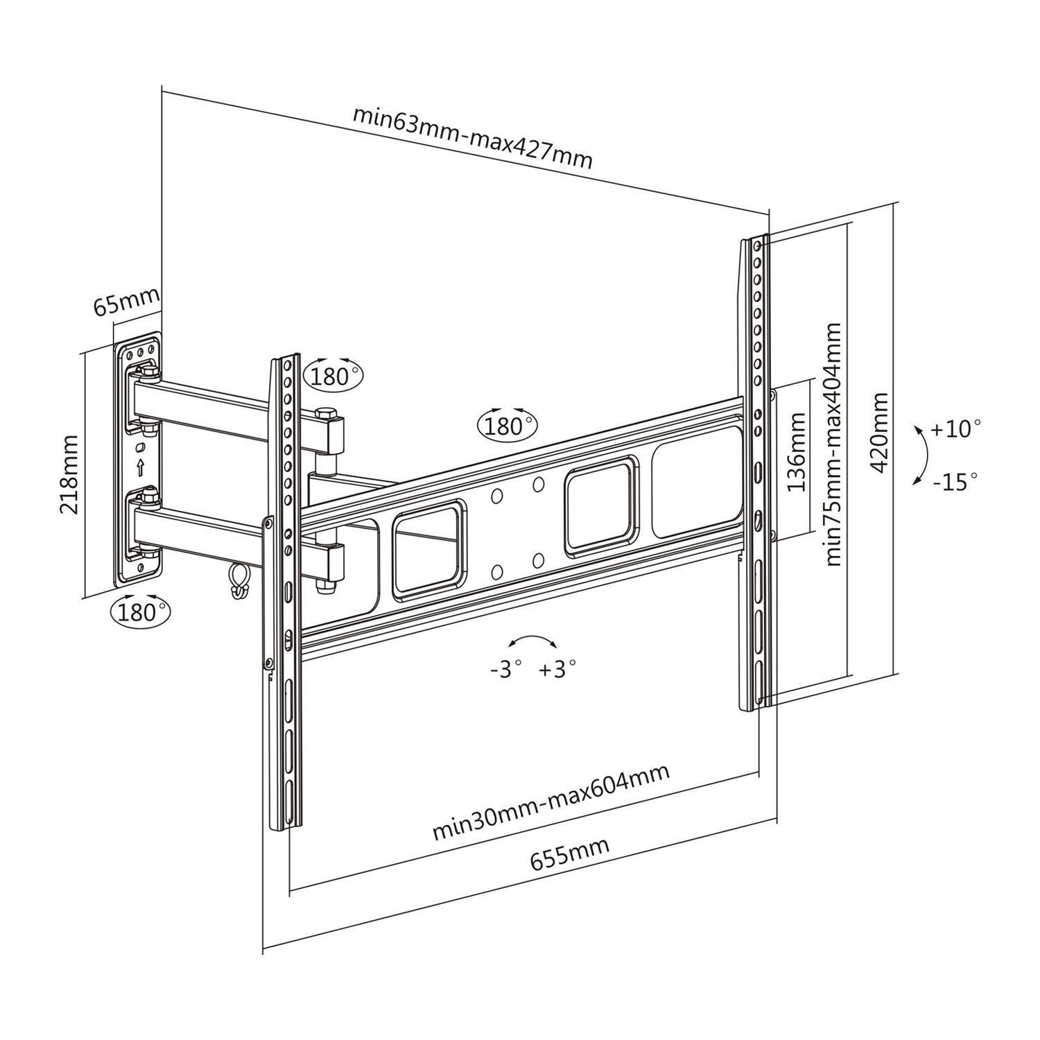 SOPORTE TV BRAZO ARTICULADO DE 42.7cm - 180° - 37” A 70”-3