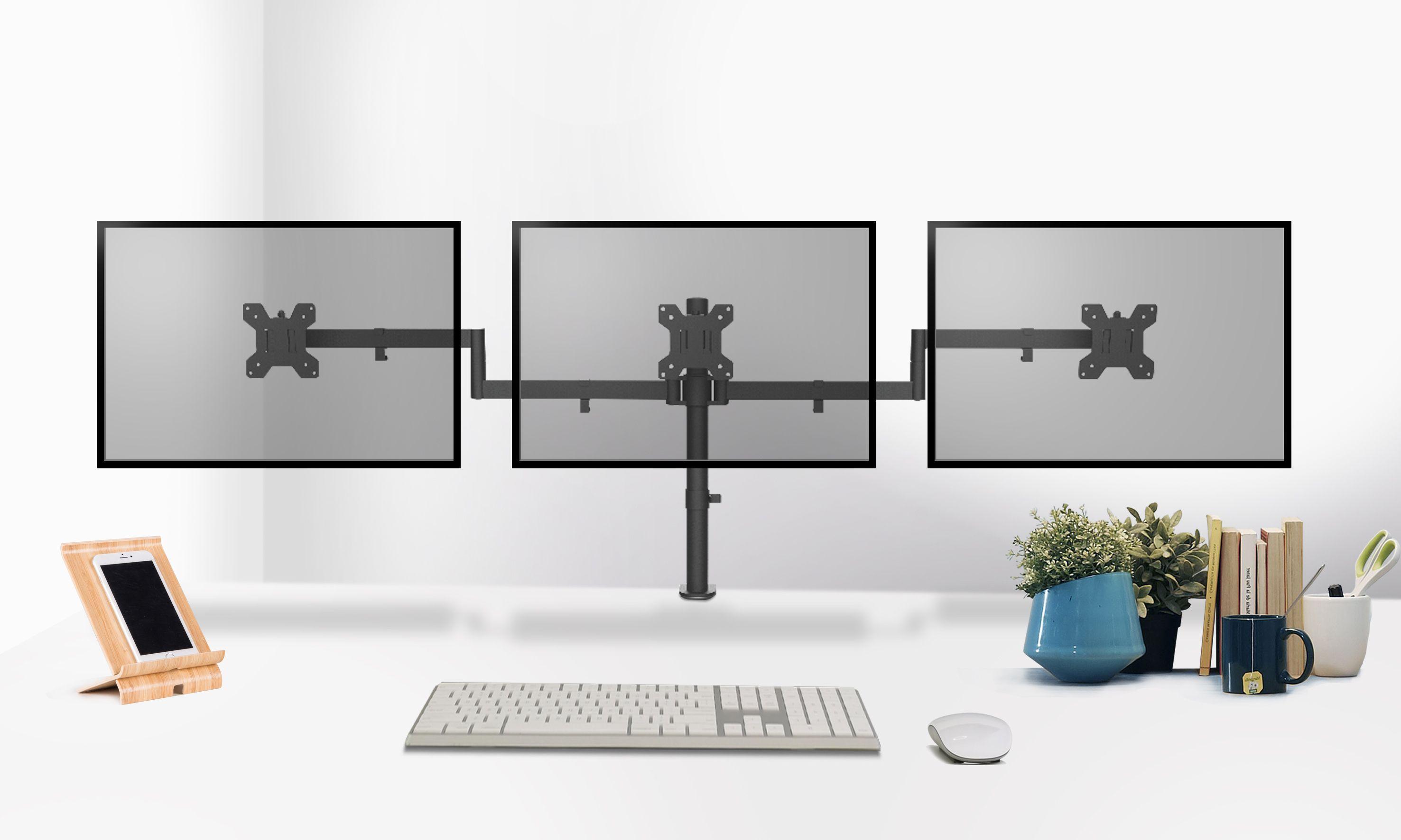 Soporte Para 3 Monitores 13" A 27" Articulado 24Kg Max.-5