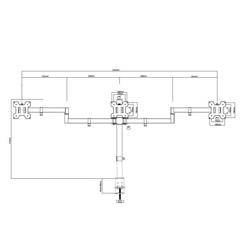Soporte Para 3 Monitores 13" A 27" Articulado 24Kg Max.-3