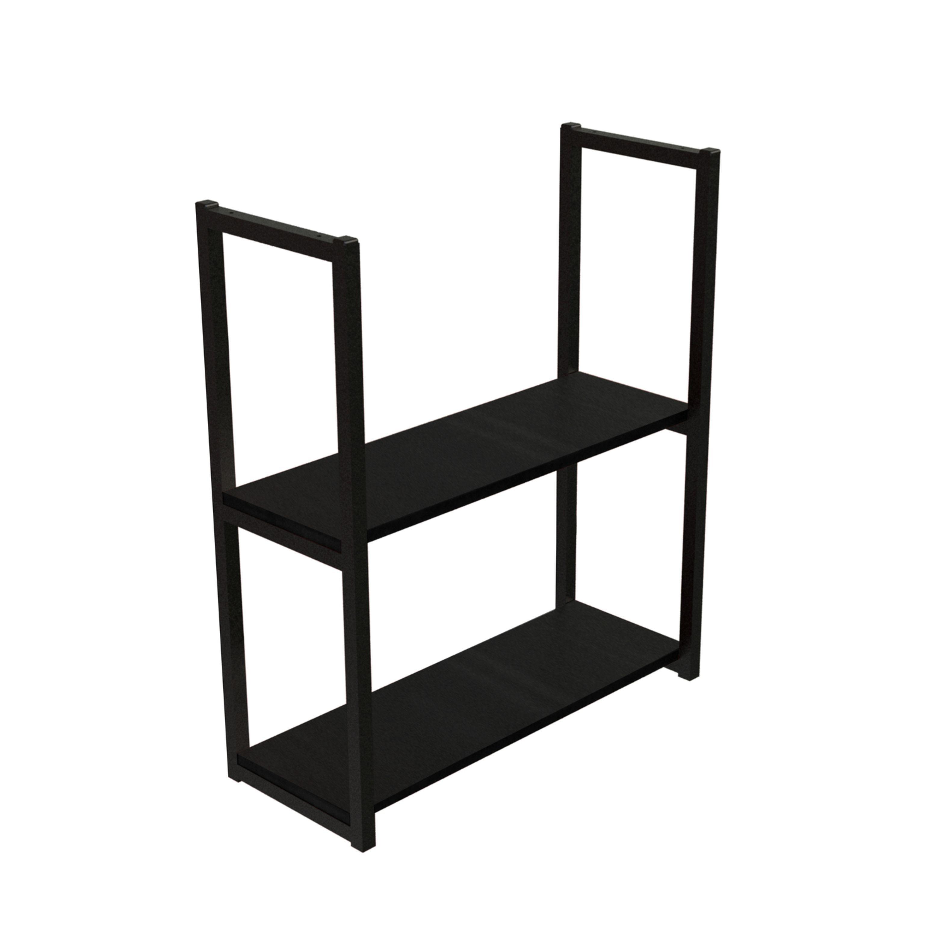 Repisa Tipo Industrial 2 Tablas 60x20cm NEGRO 20kg Brasforma-2