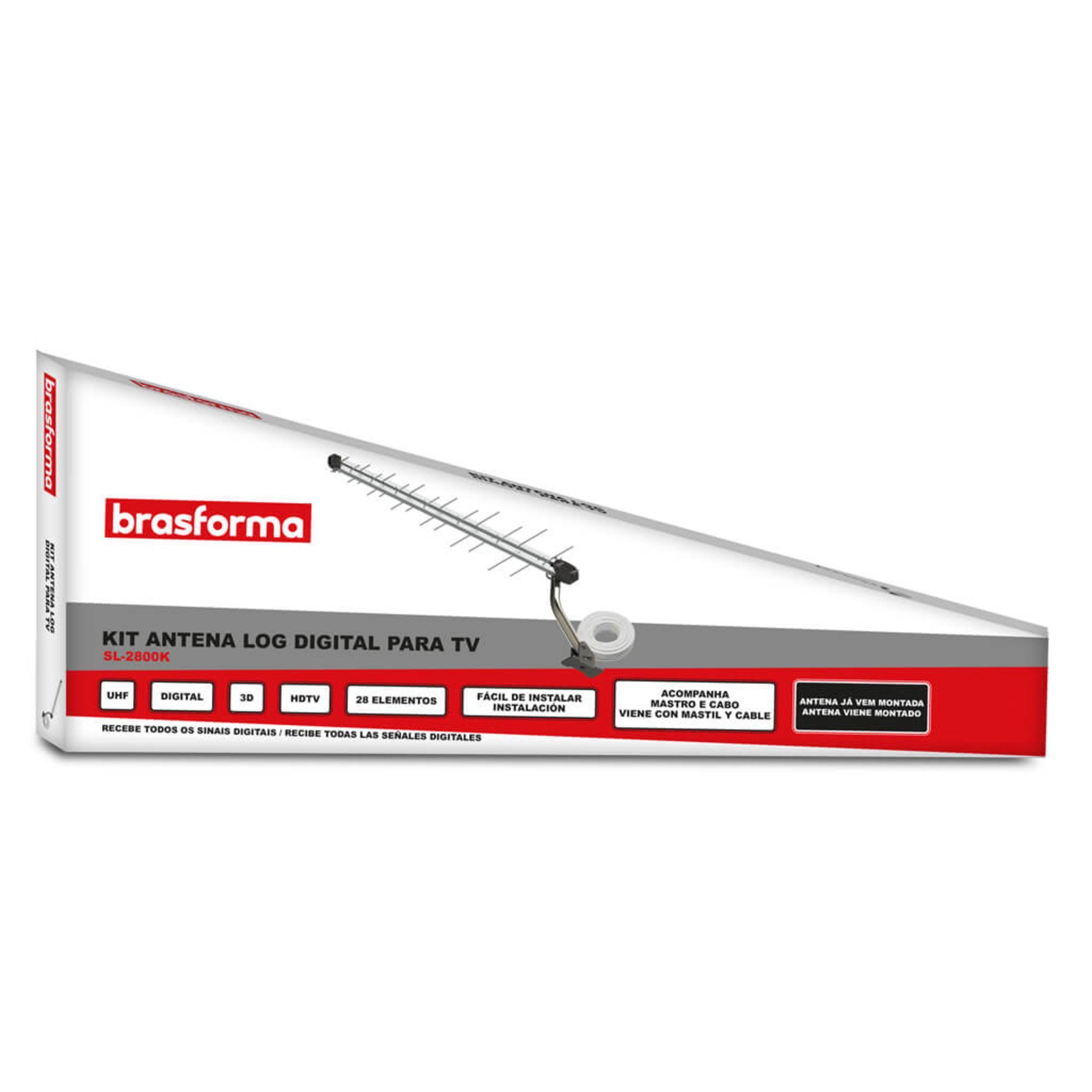 Antena Externa HD - 14dBi + Mástil + 16 mts Coaxial  SL2800K  BRASFORMA-2