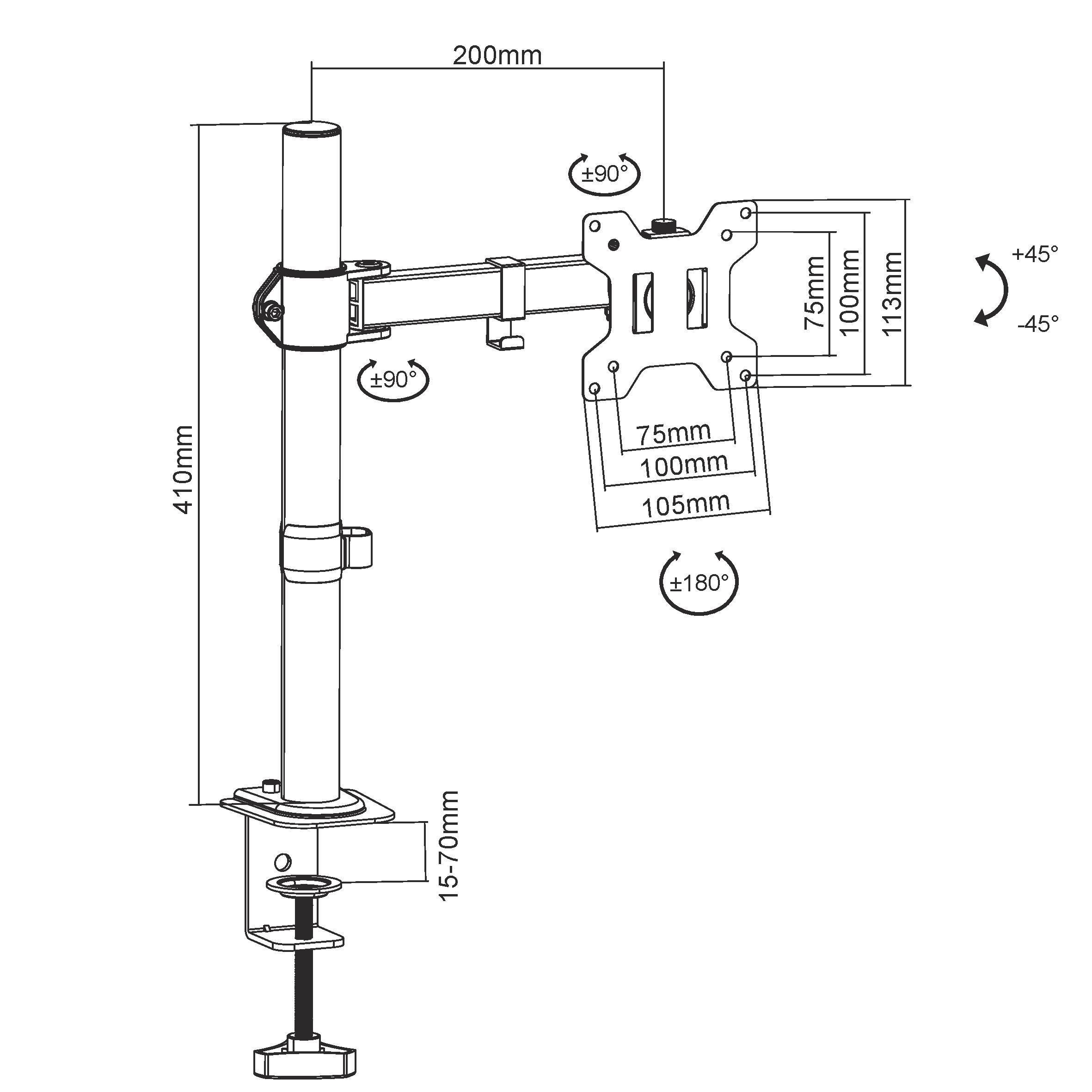 Soporte Monitor 13" a 32” - Articulado - Mariposa y Adaptador - SBRM711-3