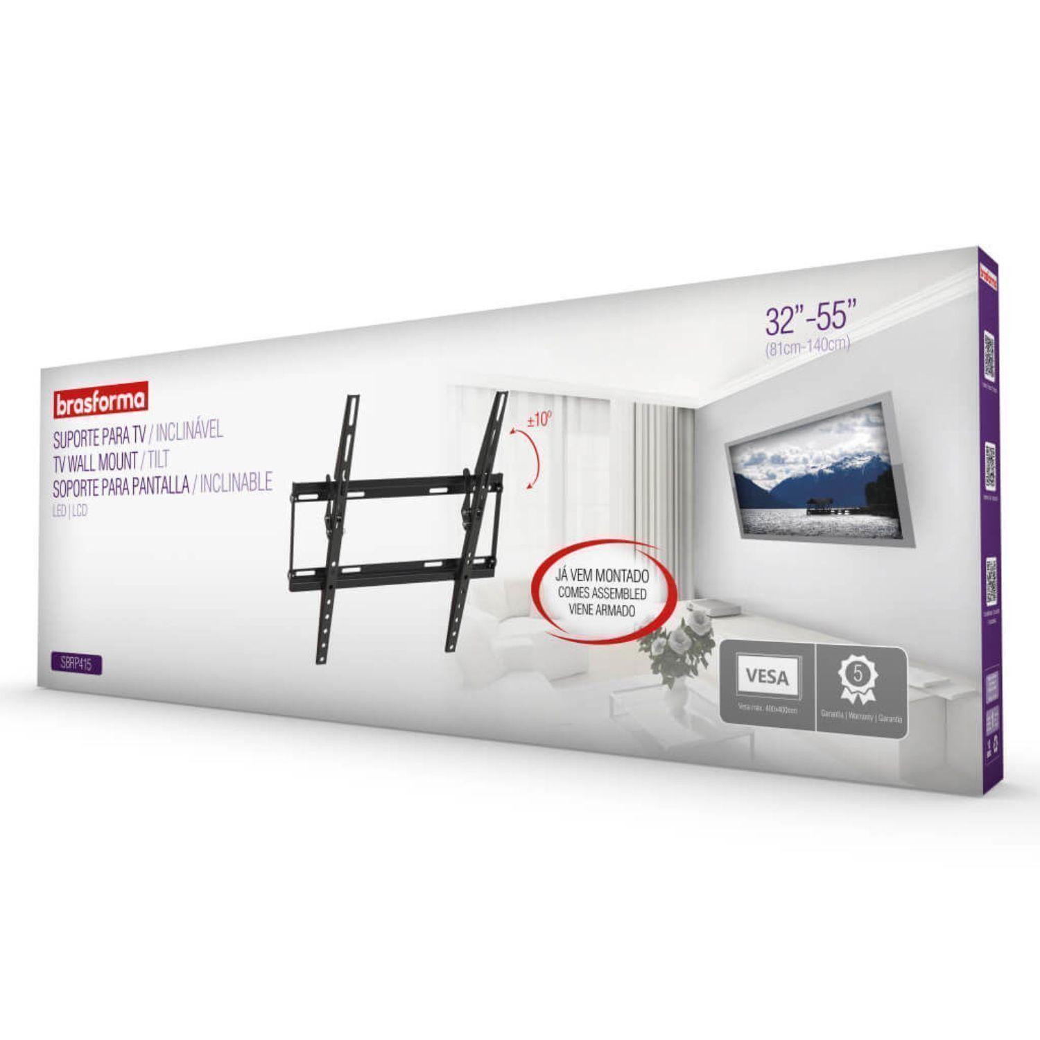 SOPORTE PARA TV INCLINABLE UlTRA SLIM DE 23" a 55"  SBRP415 BRASFORMA-5
