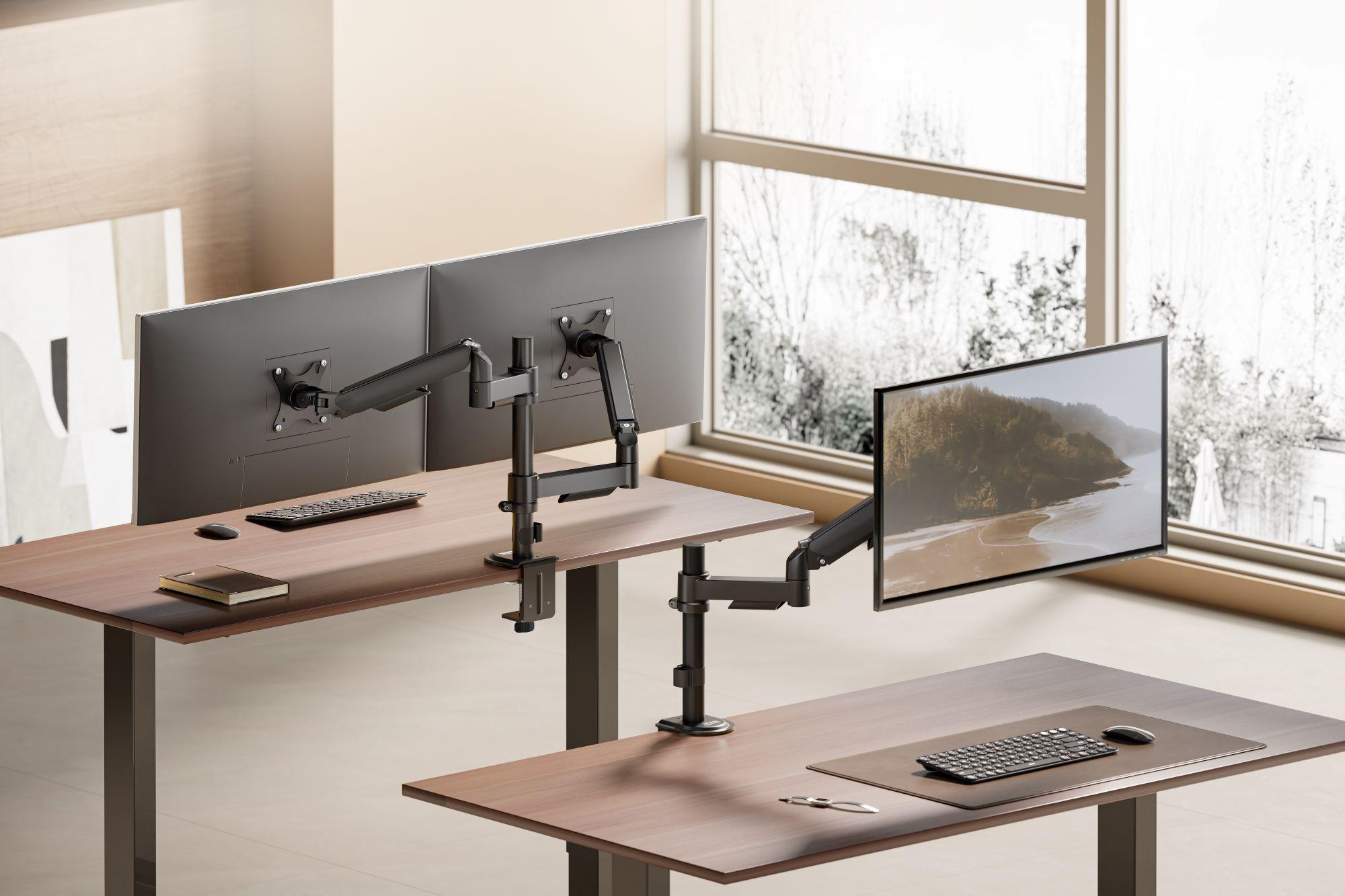 Brazo para 2 monitores con Base Vertical 17"~32" 18kg 360° Brasforma SBRM728-4