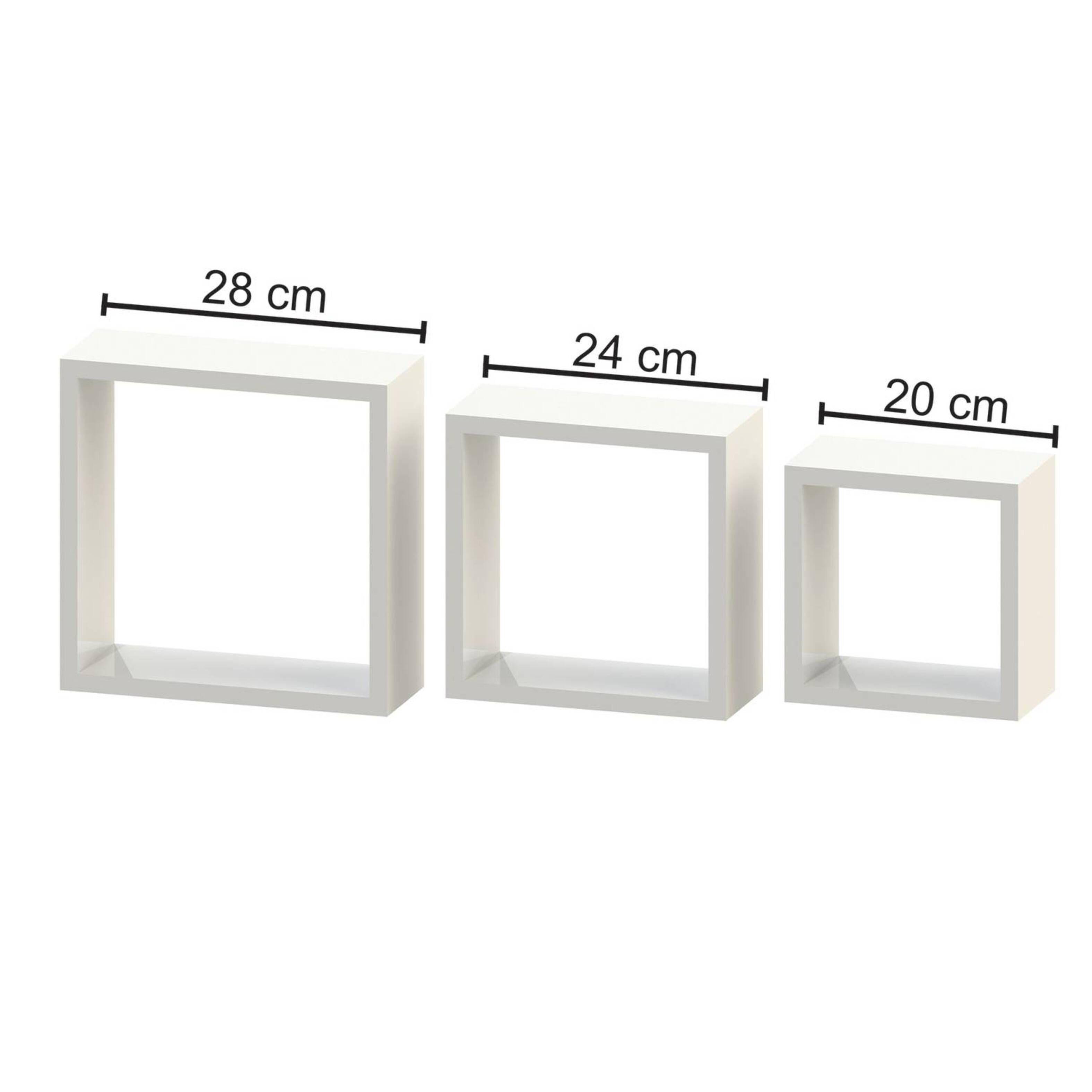 Repisa tipo Cubos  x 3   28cm-24cm-20cm BLANCO - BRASFORMA-2