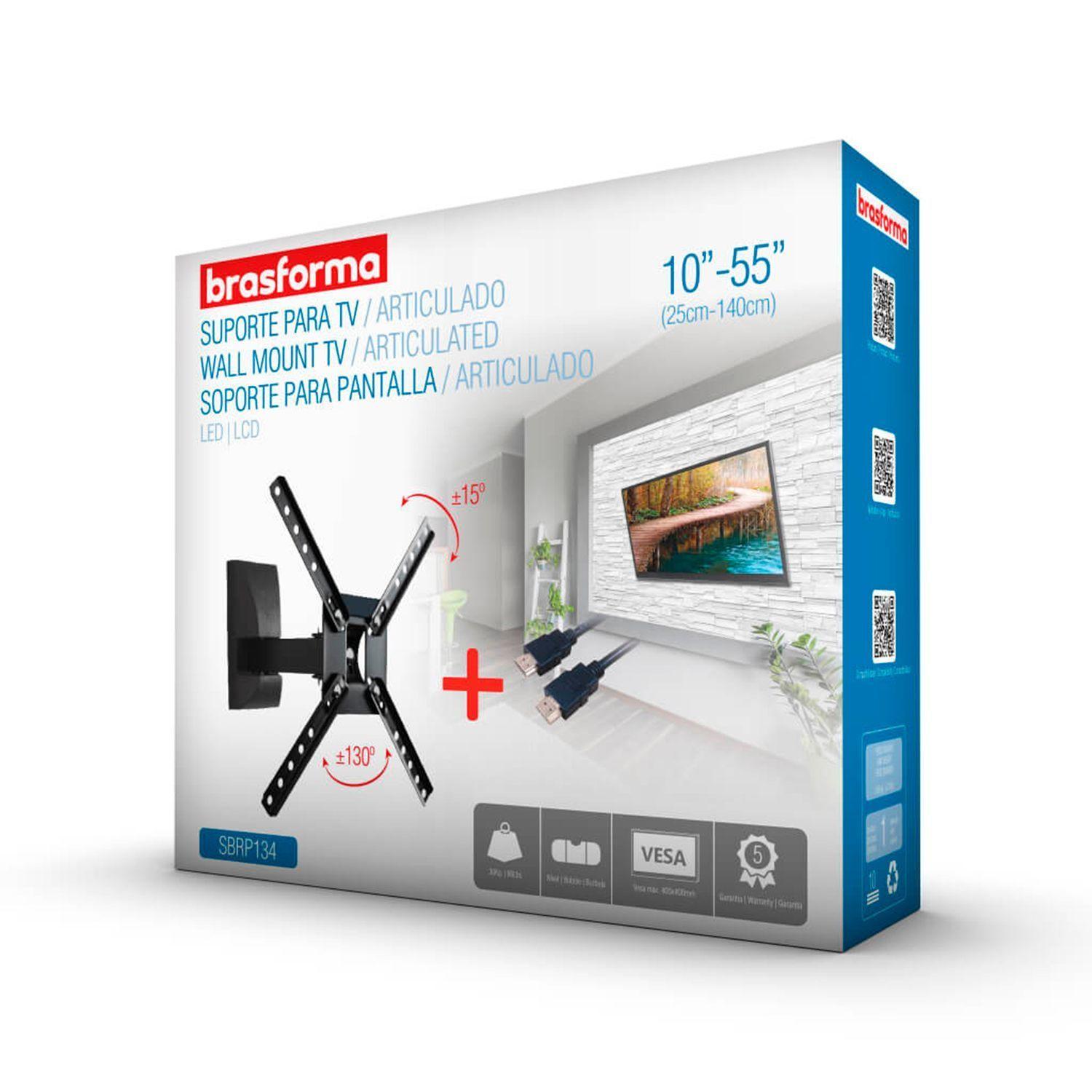 Soporte TV con Brazo de 19cm 10" a 55" + HDMI 1mts Regalo  Sbrp134  Brasforma-4