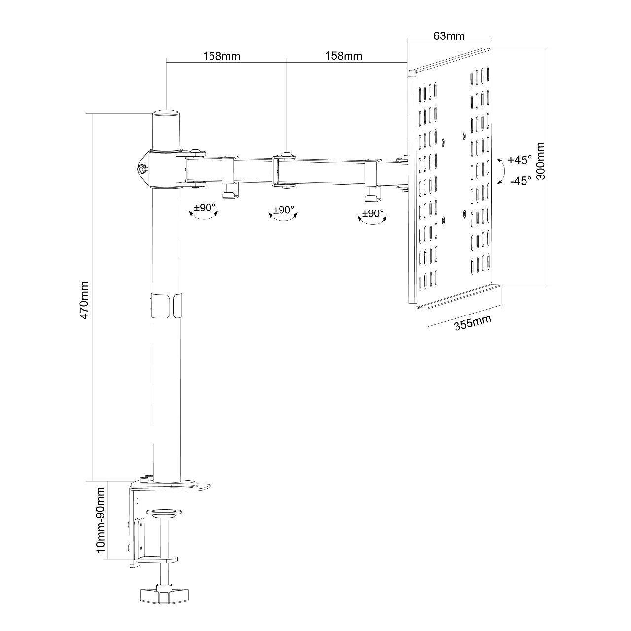Soporte para Notebook de escritorio con Brazo articulado  hasta 17"- 8 K  Brasforma-5