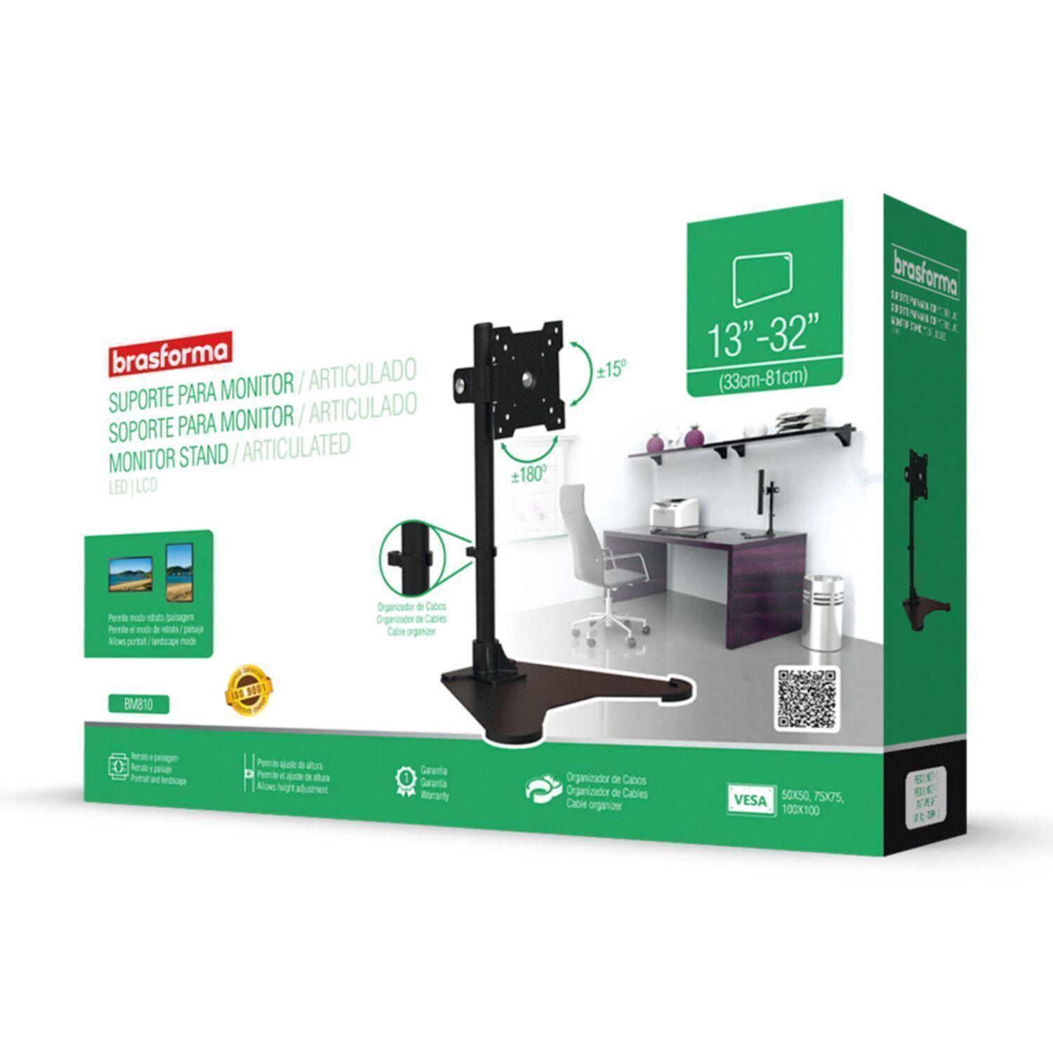 Soporte para Monitor con Base Articulado de 13 ? a 27 ” - 8kg  BM810 Brasforma-3