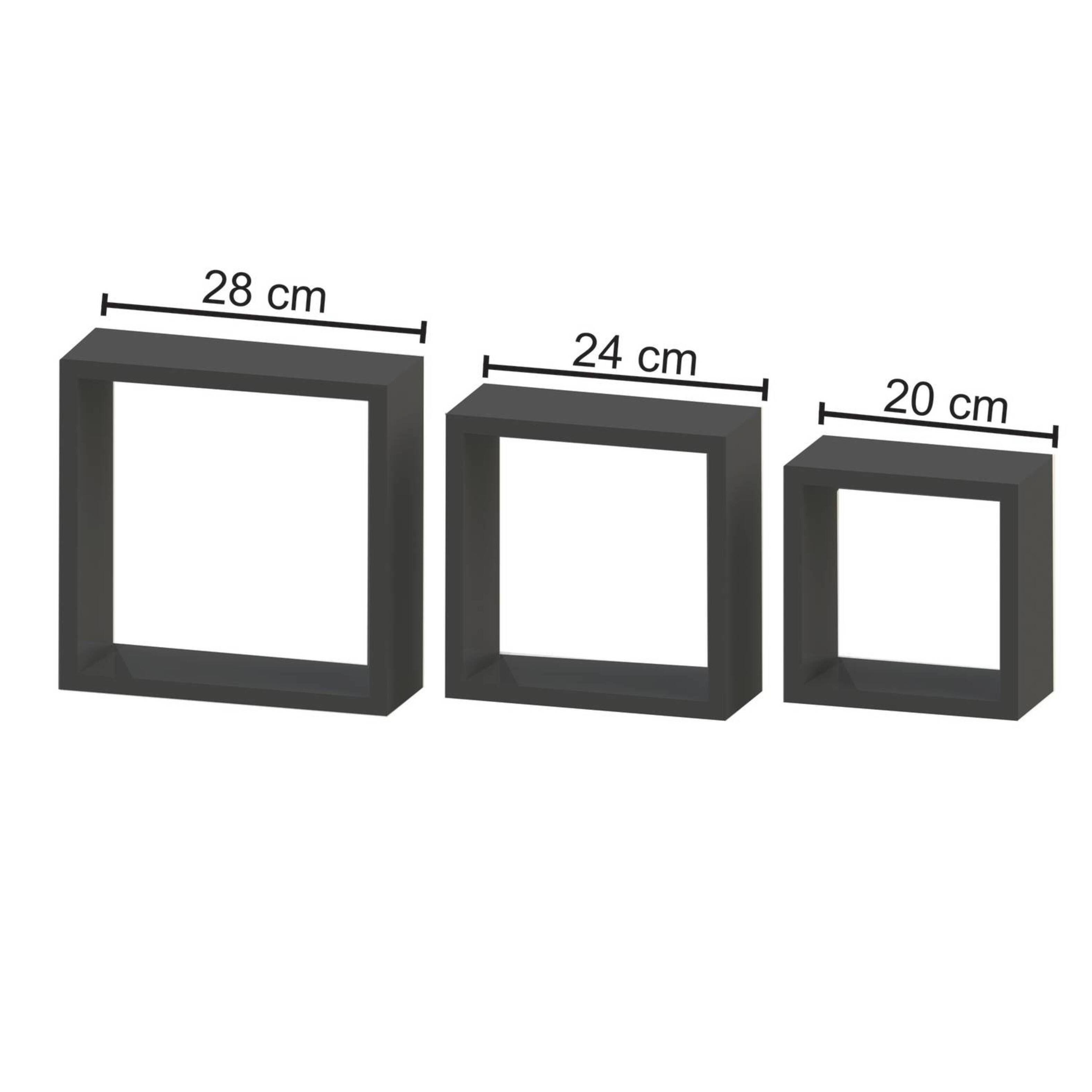 Repisas  tipo Cubos  x 3  -  28-24-20 cm NEGRO - BRASFORMA-3