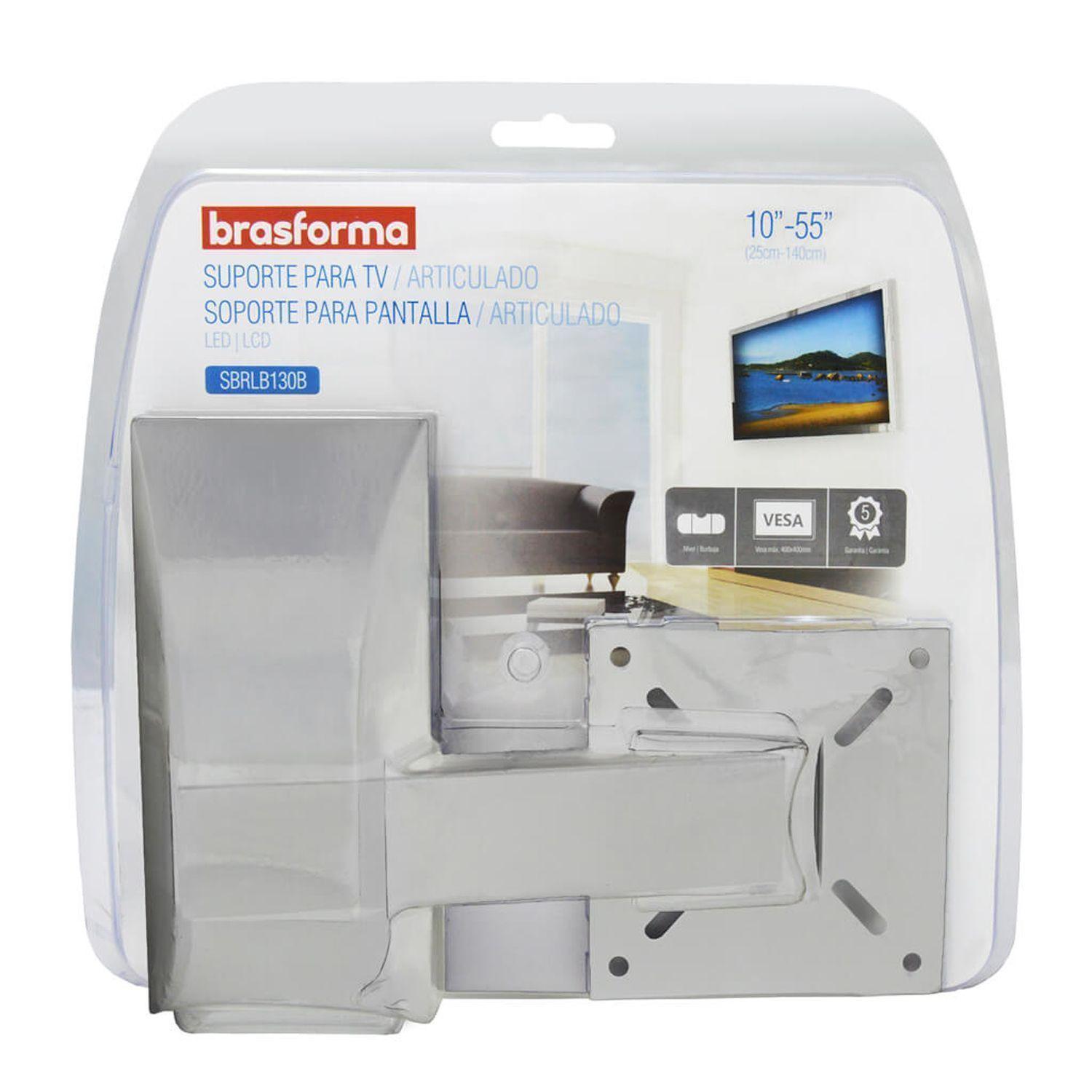 Soporte de TV  para Cocina con Brazo de 19cm 10" a 55"  Inclinable  SBRLB130B  Brasforma-3